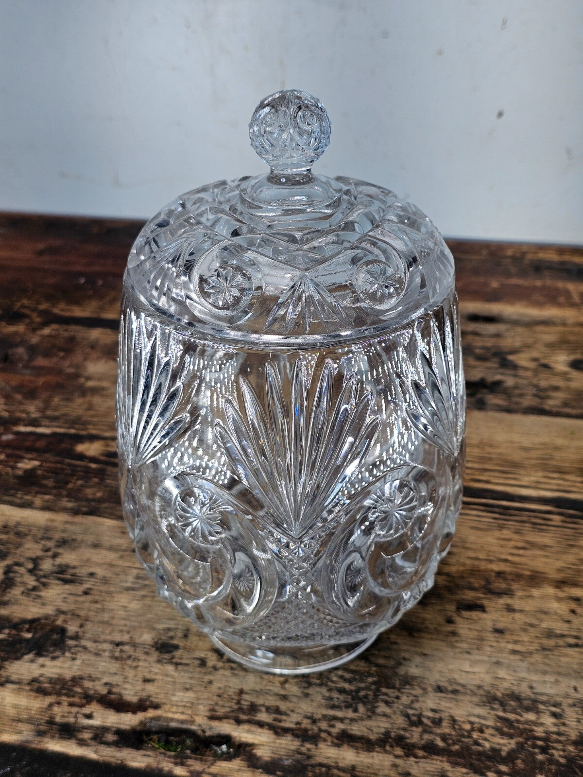 Antique EAPG Pressed Glass Biscuit Barrel / Candy Jar 9.5"H