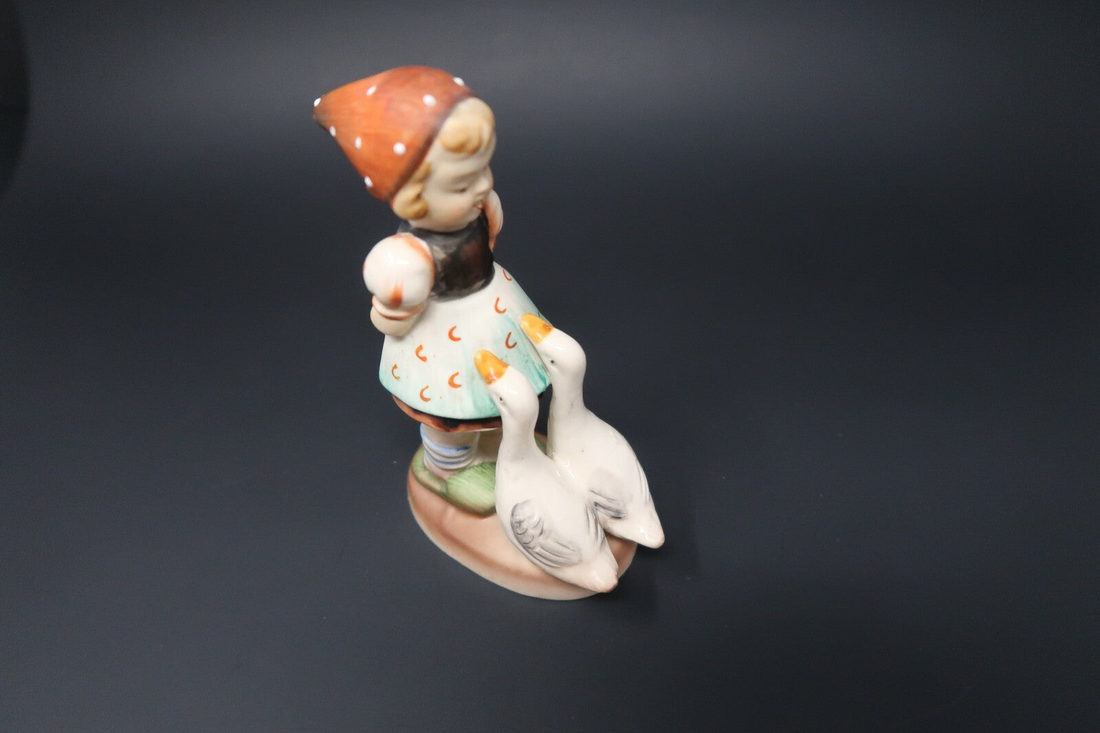 Vintage 1930s Bisque Porcelain Singing girl and two ducks Japan H 5.5"