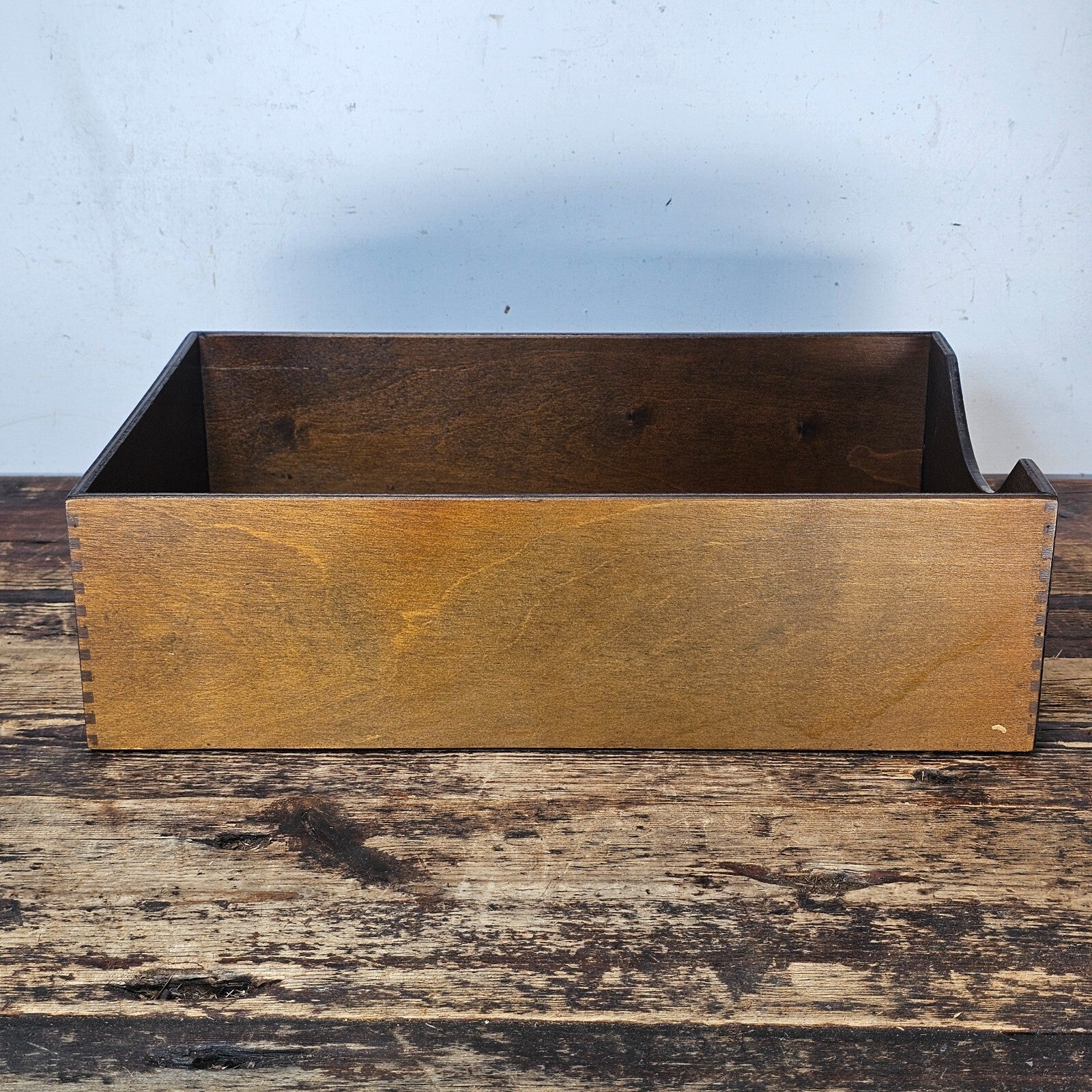 Vintage Walnut Deep Desk Tray / Document Organizer  (1950s-1960s) 4.25"H