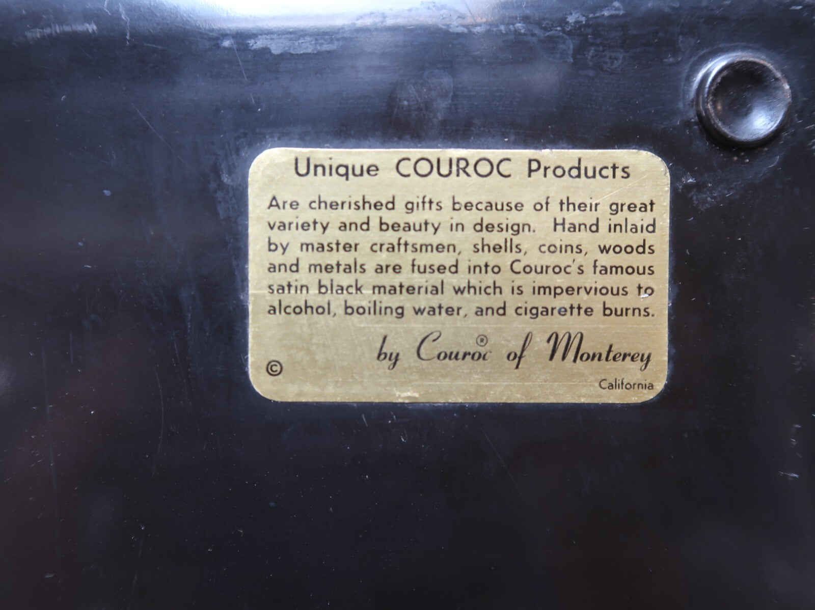 Vintage Couroc of Monterey Tray Shrine Caribbean Cruise 1968 (18" x 12.5")