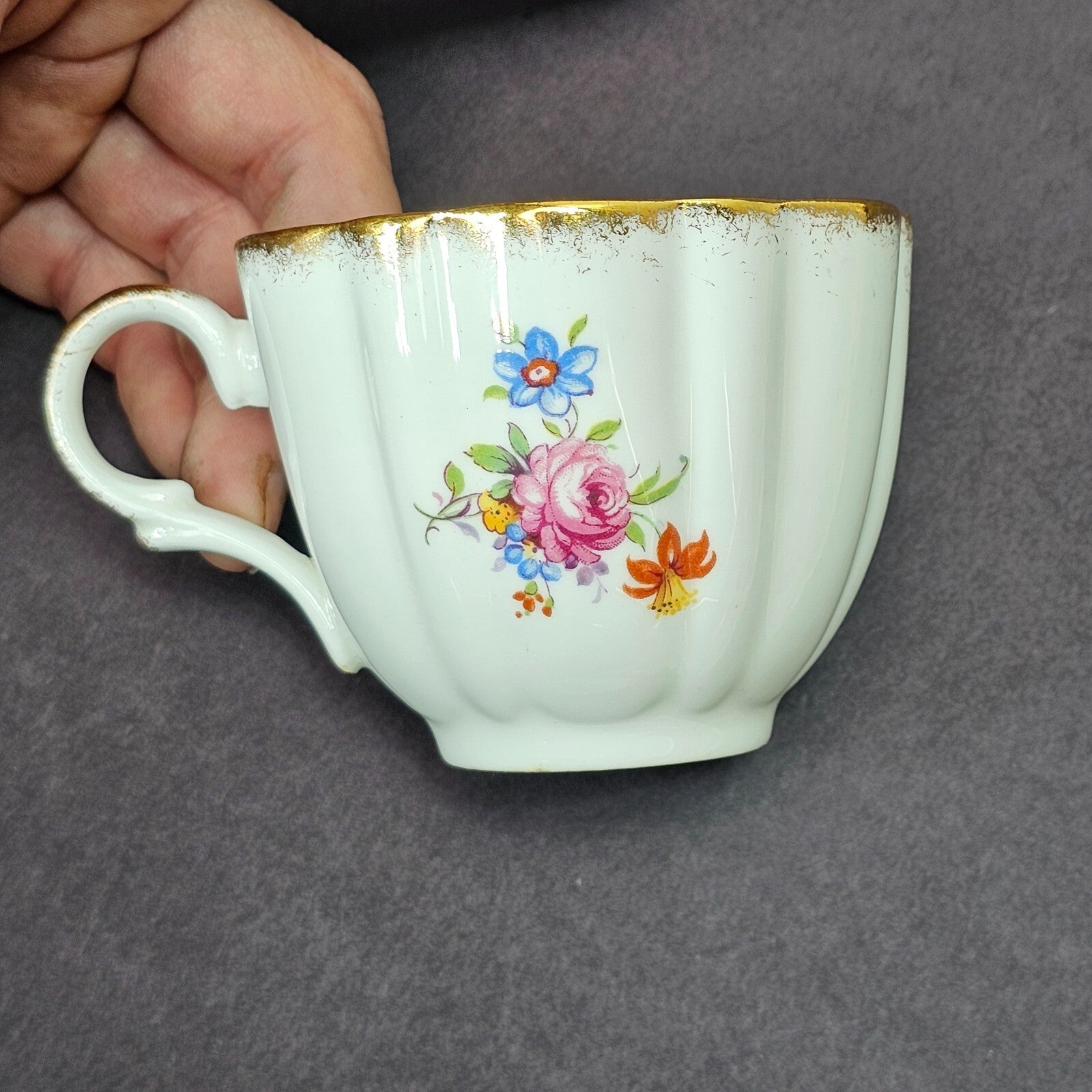 Vintage Taylor and Kent Gold Trim Teacup & Saucer Set From England