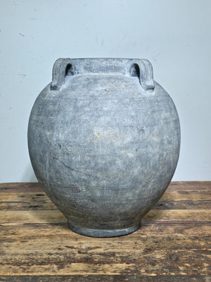 Large 13" Charcoal Terracotta Clay Pot – Amphora Style 4-Handle Garden Planter