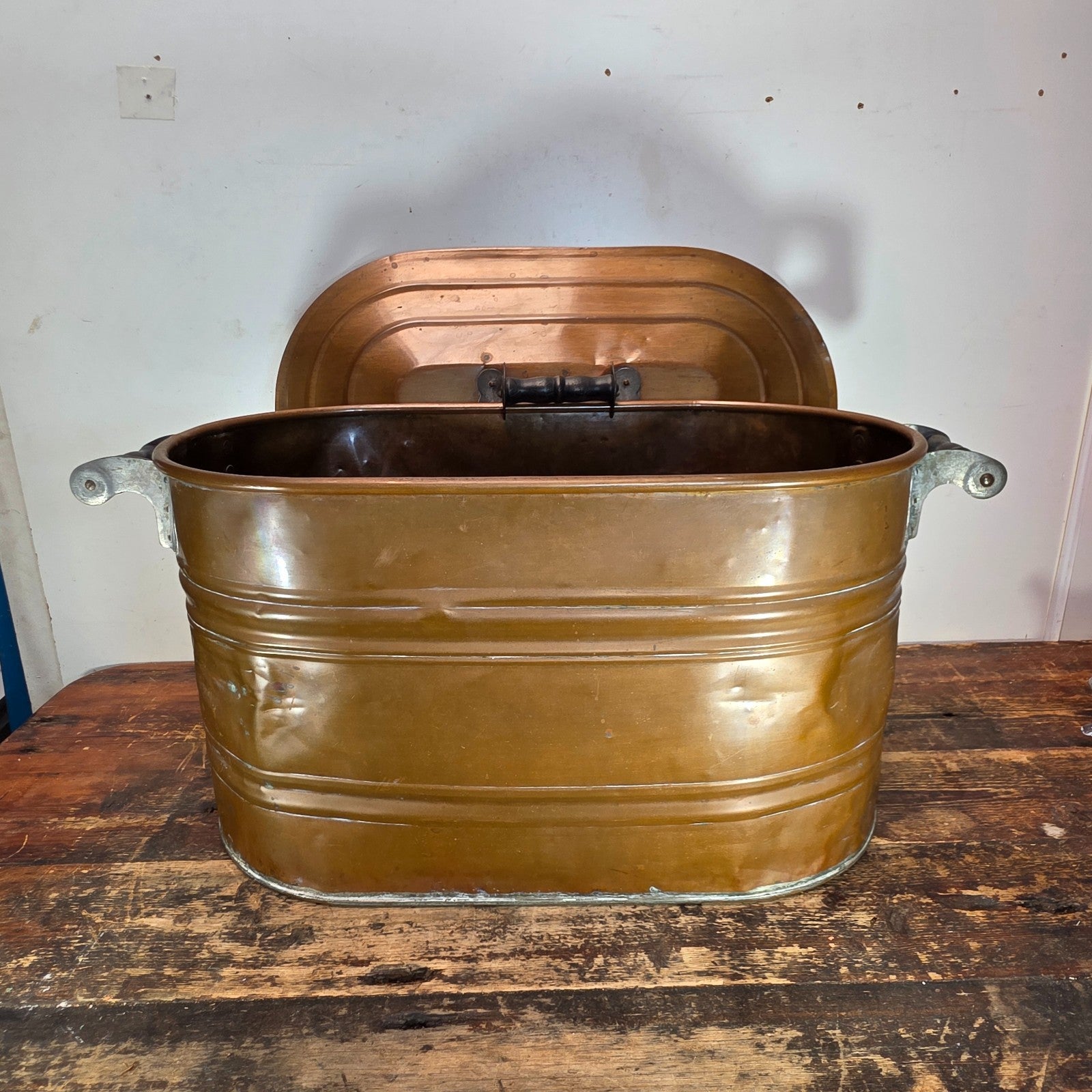 Vintage Copper Virginia Ham Cooker / Wash Pot with Original Iron Handles