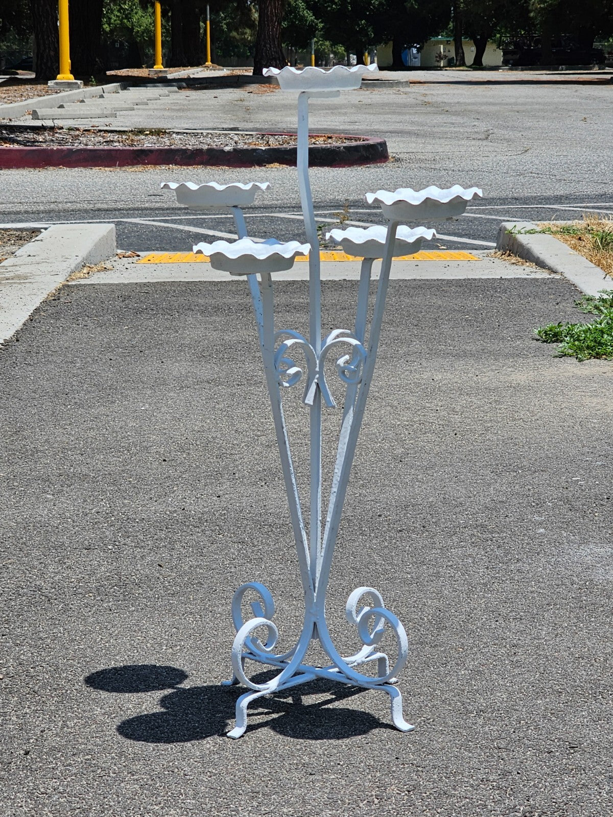 White Tree Tiered Metal Scroll Plant Stand 5 Pot Holders H 33"