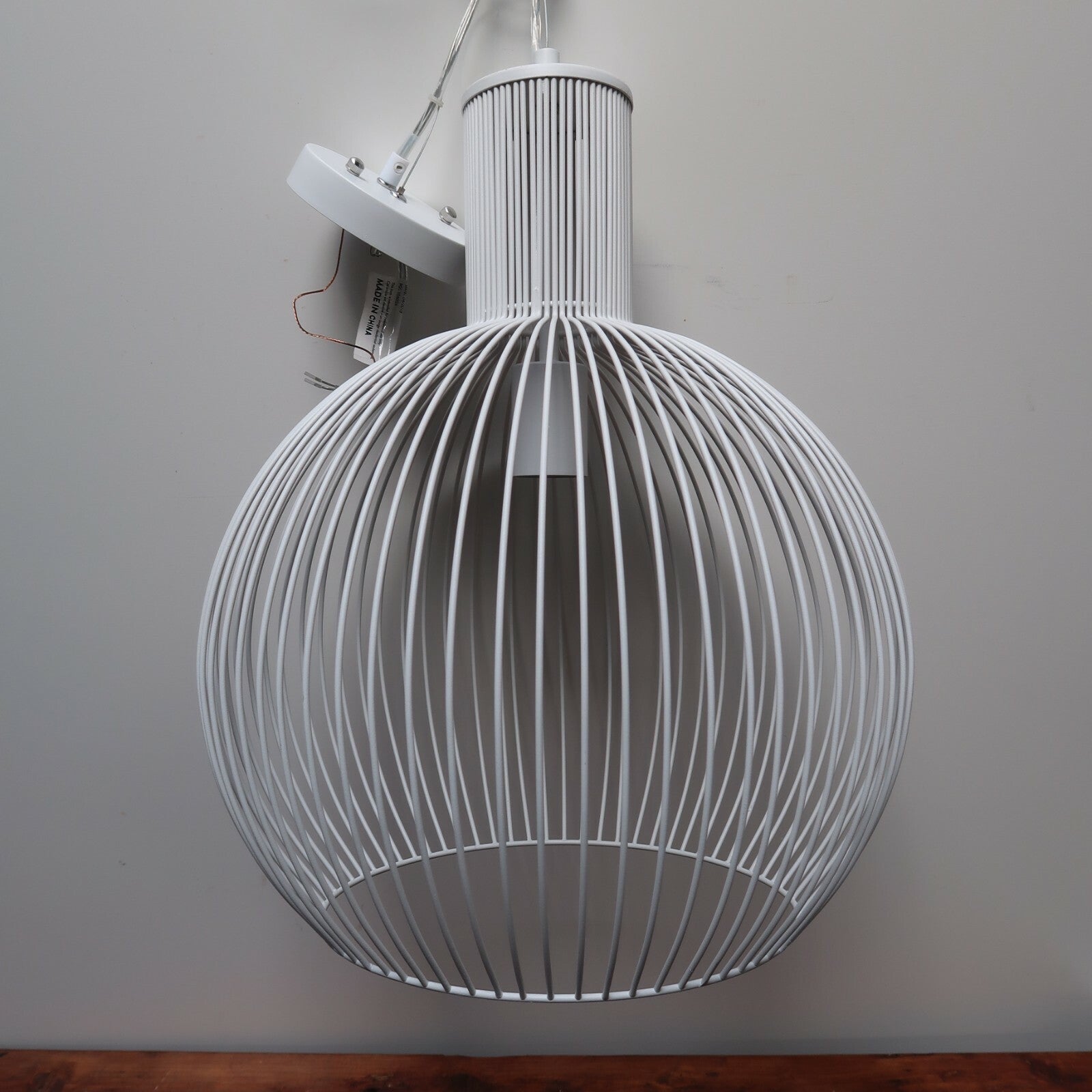 Structube Sphere White Wire Globe Pendant Light 15" x 15" x H17"