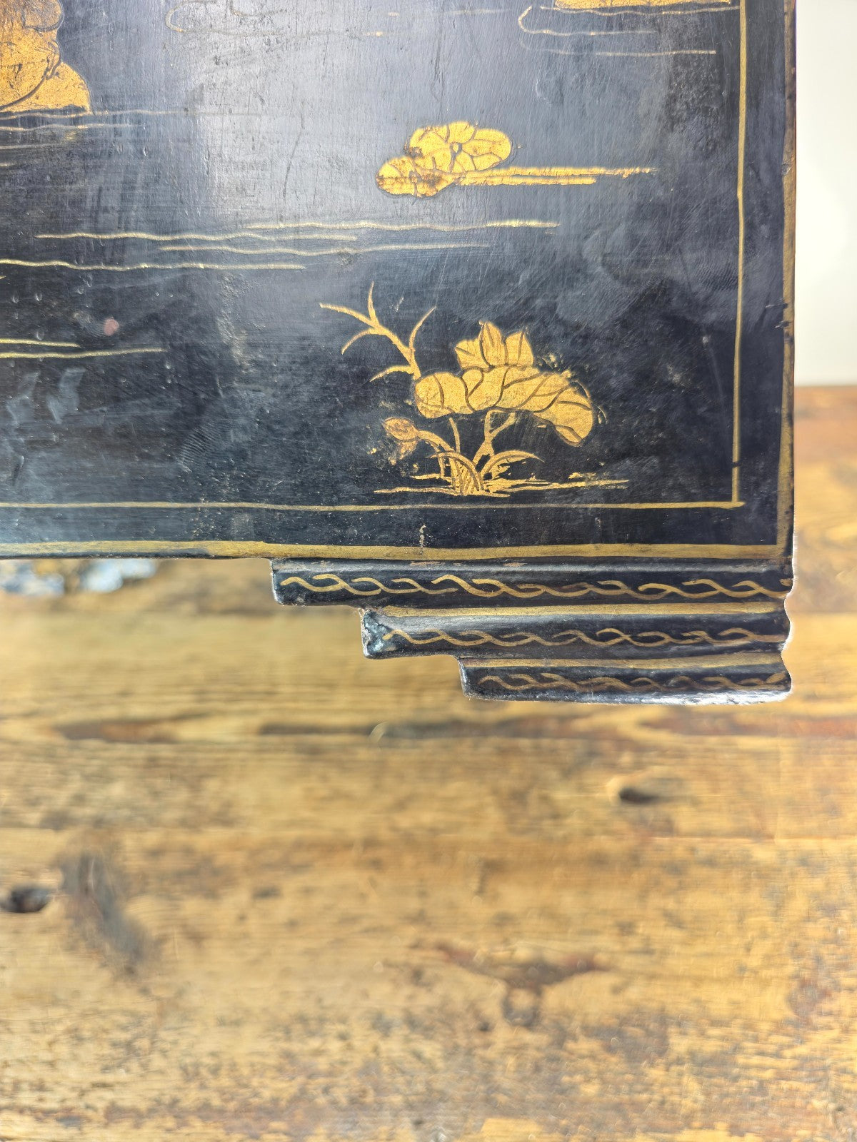 Chinese Antique Lacquer Box, Hundred Boys Motif, Drawers & Lift-Top 14.5"H