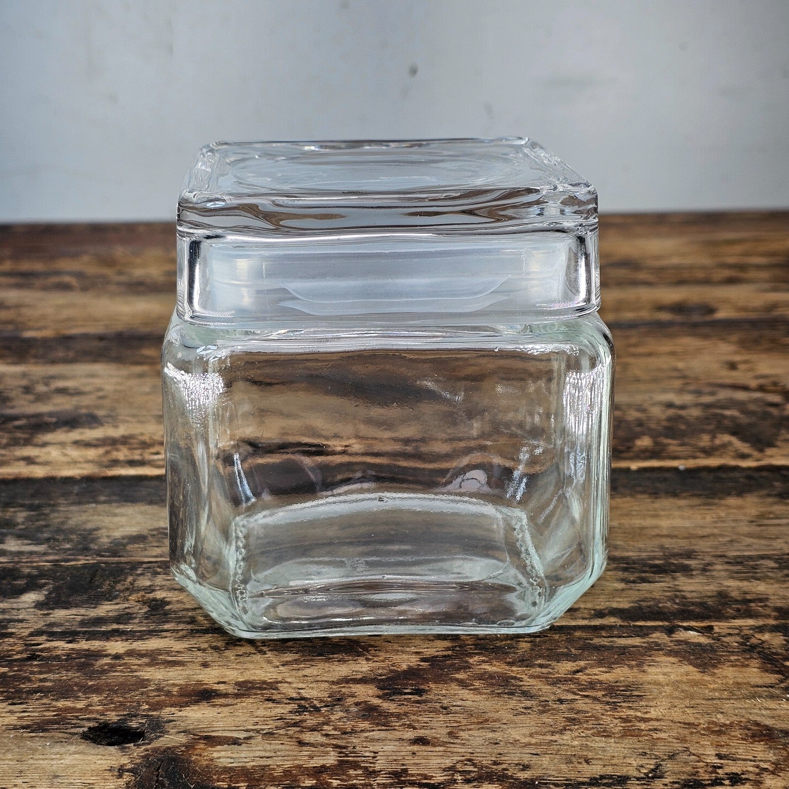 Vintage American-Made Square Glass Canister / Kitchen Storage Jar with Seal