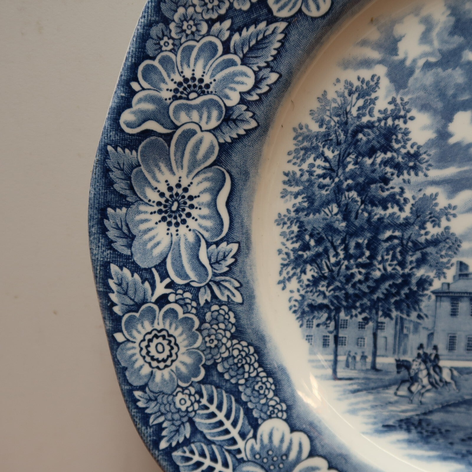 Vintage Liberty Blue Ironstone Plate Made In England Independence Hall 9.75"