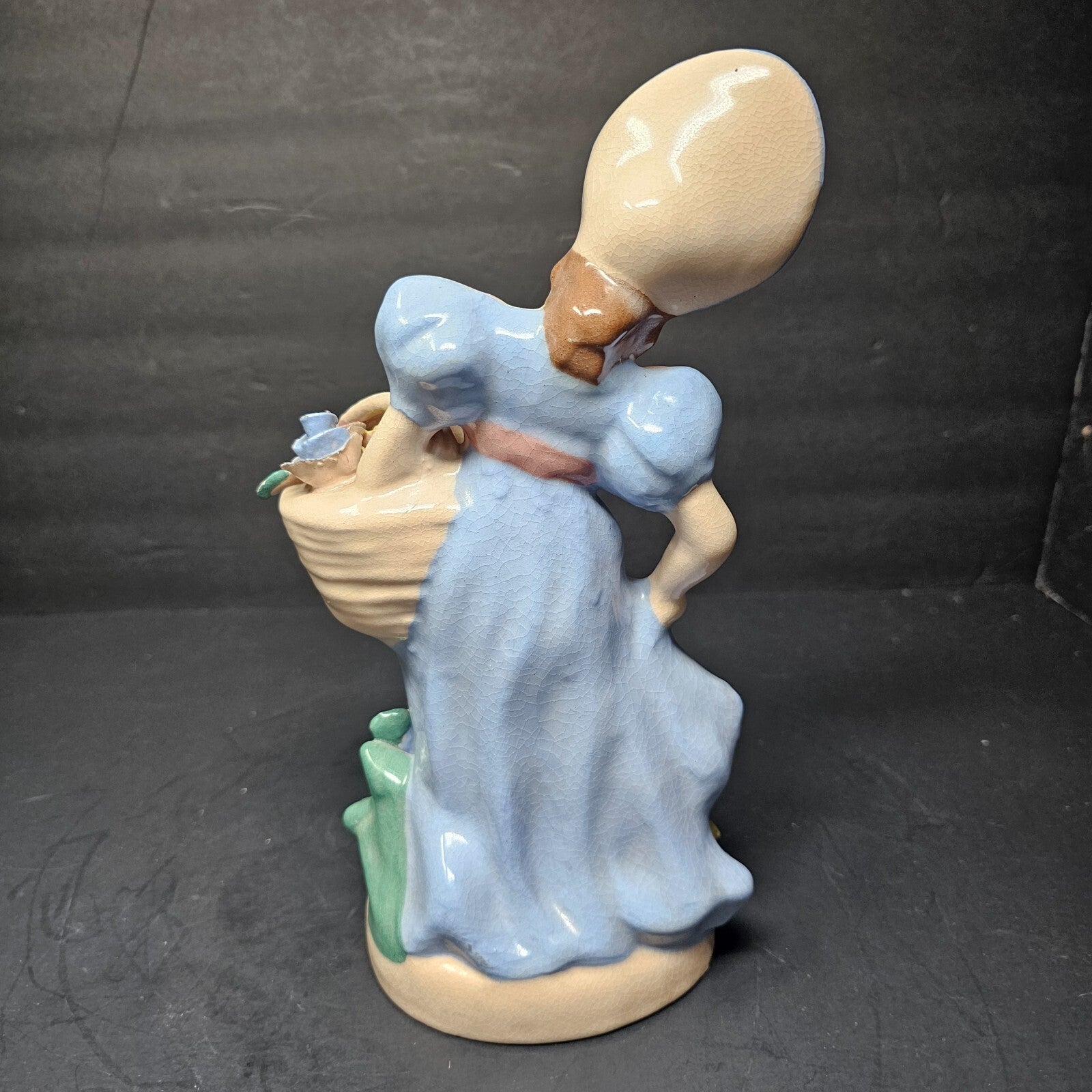 Vintage Kaye Of Hollywood California Lady With Basket Of Flowers Figurine