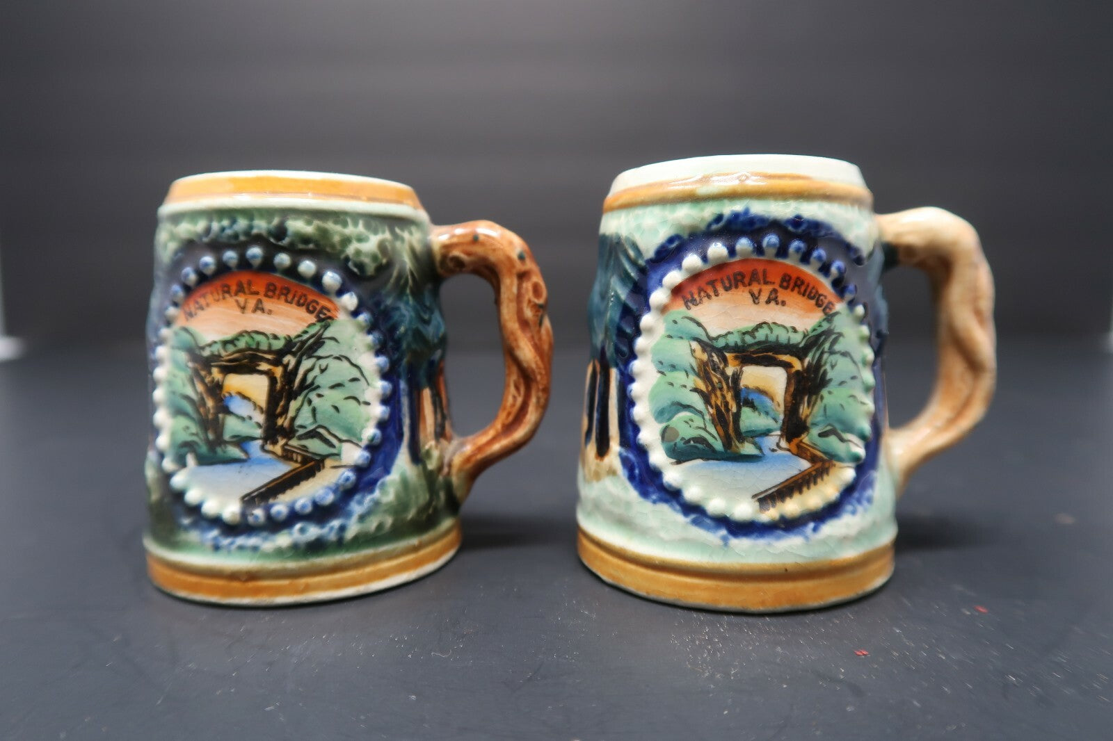 State Souvenir of Virginia Beer Stein Salt Pepper Shakers Made In Japan