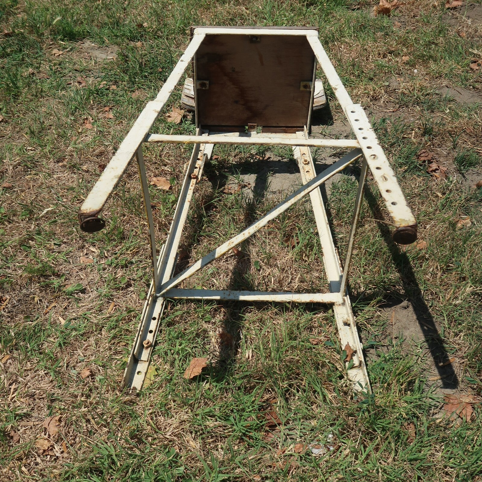 Vintage Angle Steel Stool Industrial Stool Plant Stand Weathered