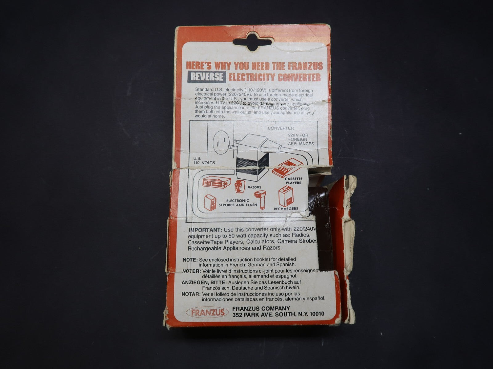 Franzus 50 Watt Reverse Electricity Converter Changes 110V to 220V Model FR-22