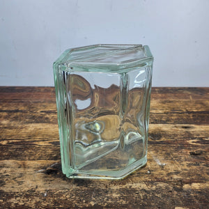 Hexagonal Glass Block Brick 7.5"L x 5.5"W x 7.75H" Vintage (Damaged)