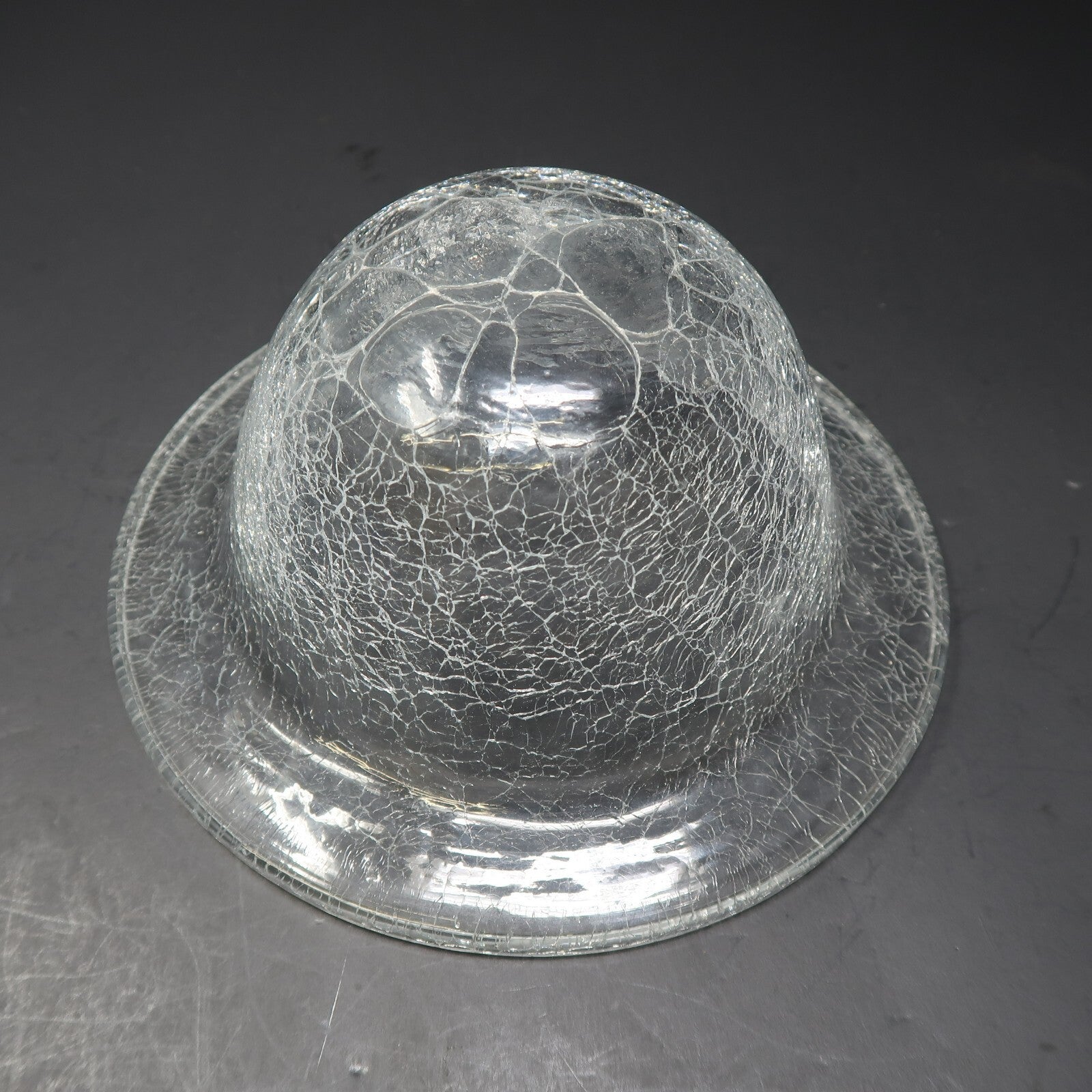 Crackle Glass Bowl on Metal Gold Autumn Leaf  Stand