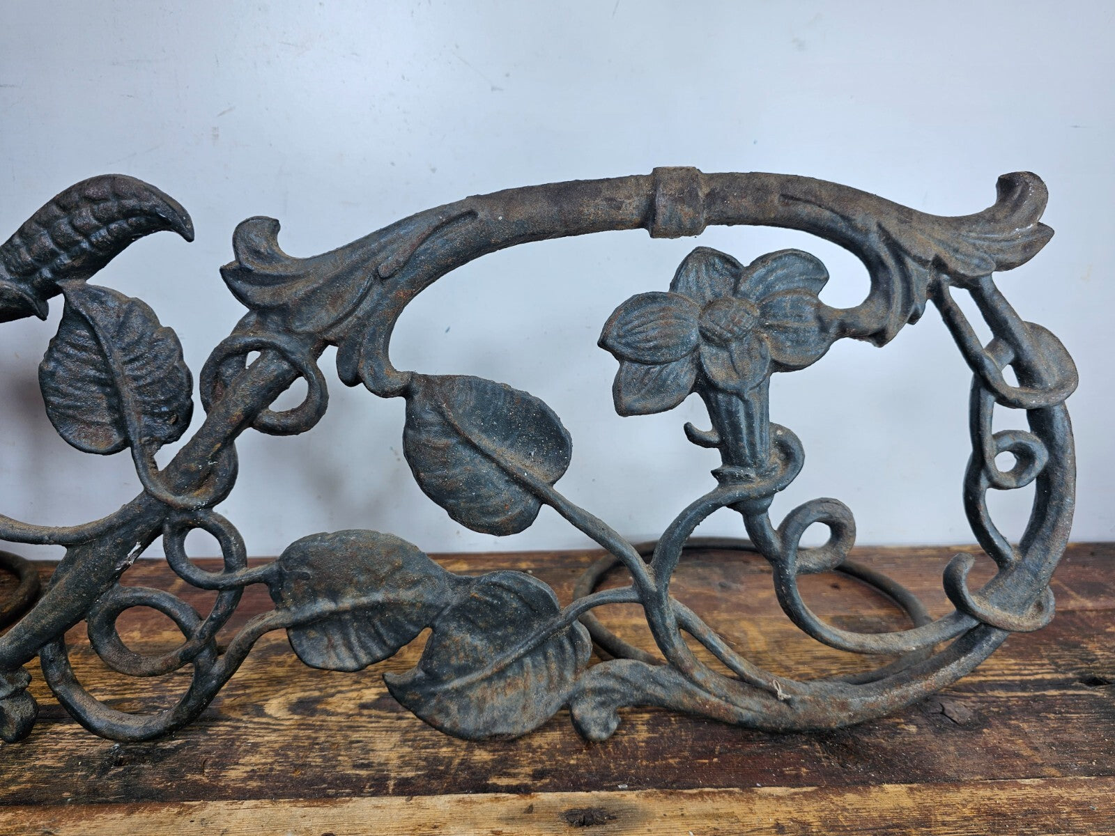Victorian Style Cast Iron Wall Planter with Ivy Design  28.5"L x 9.5"H x 8.5"D
