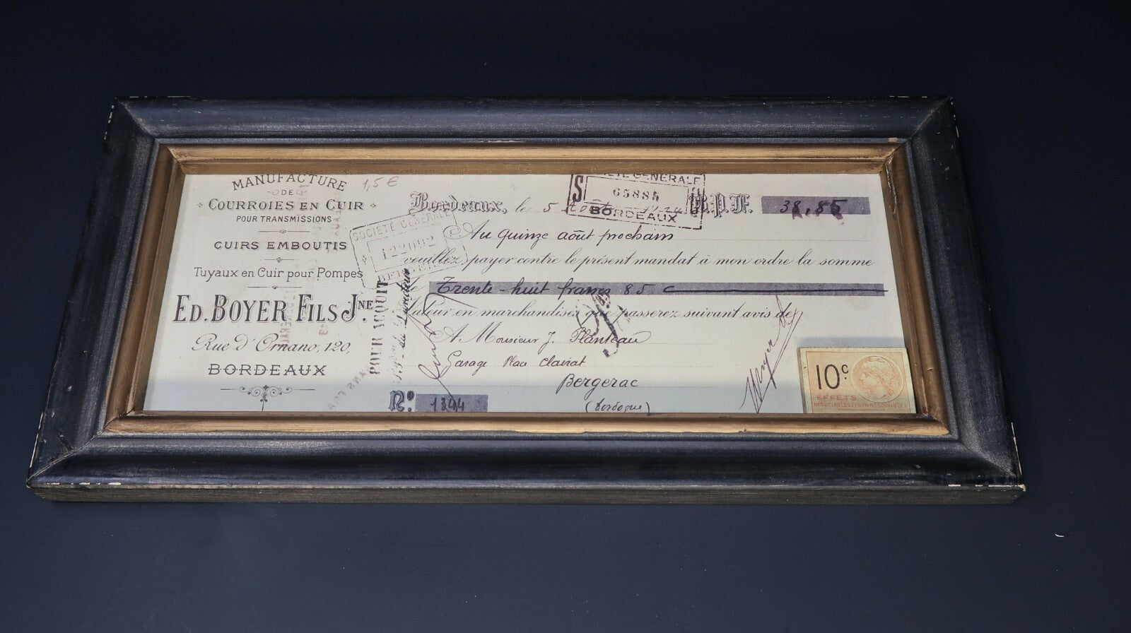 Framed Receipts Shabby Chic Wall Art 13" x 6.5"