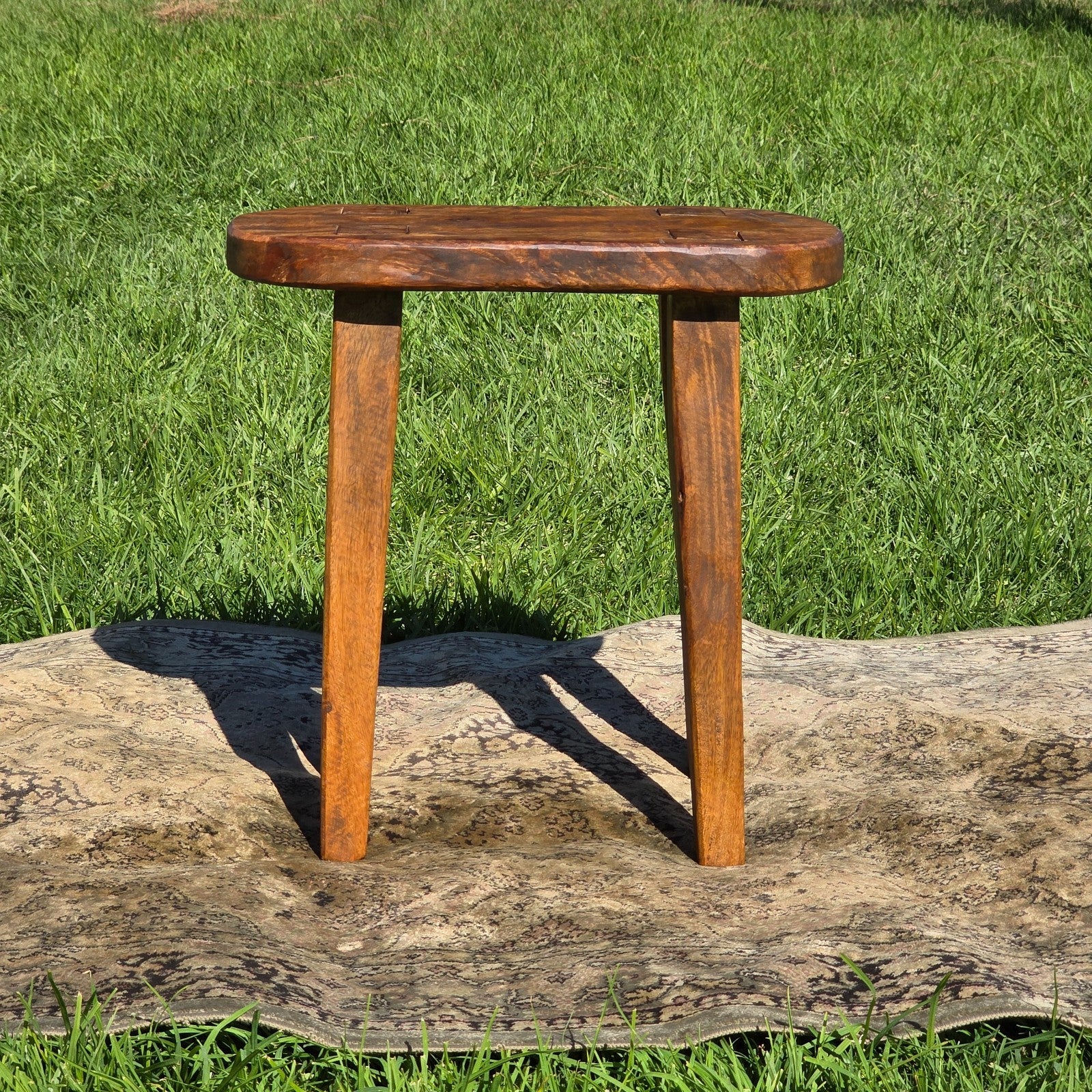 Rustic Solid Wood Stool / Side Table – Handcrafted Farmhouse Accent