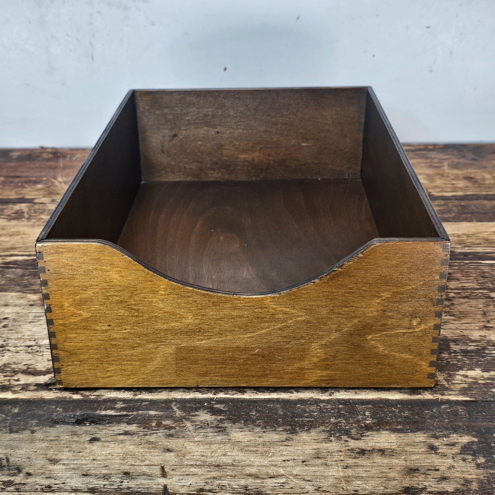 Vintage Walnut Deep Desk Tray / Document Organizer  (1950s-1960s) 4.25"H
