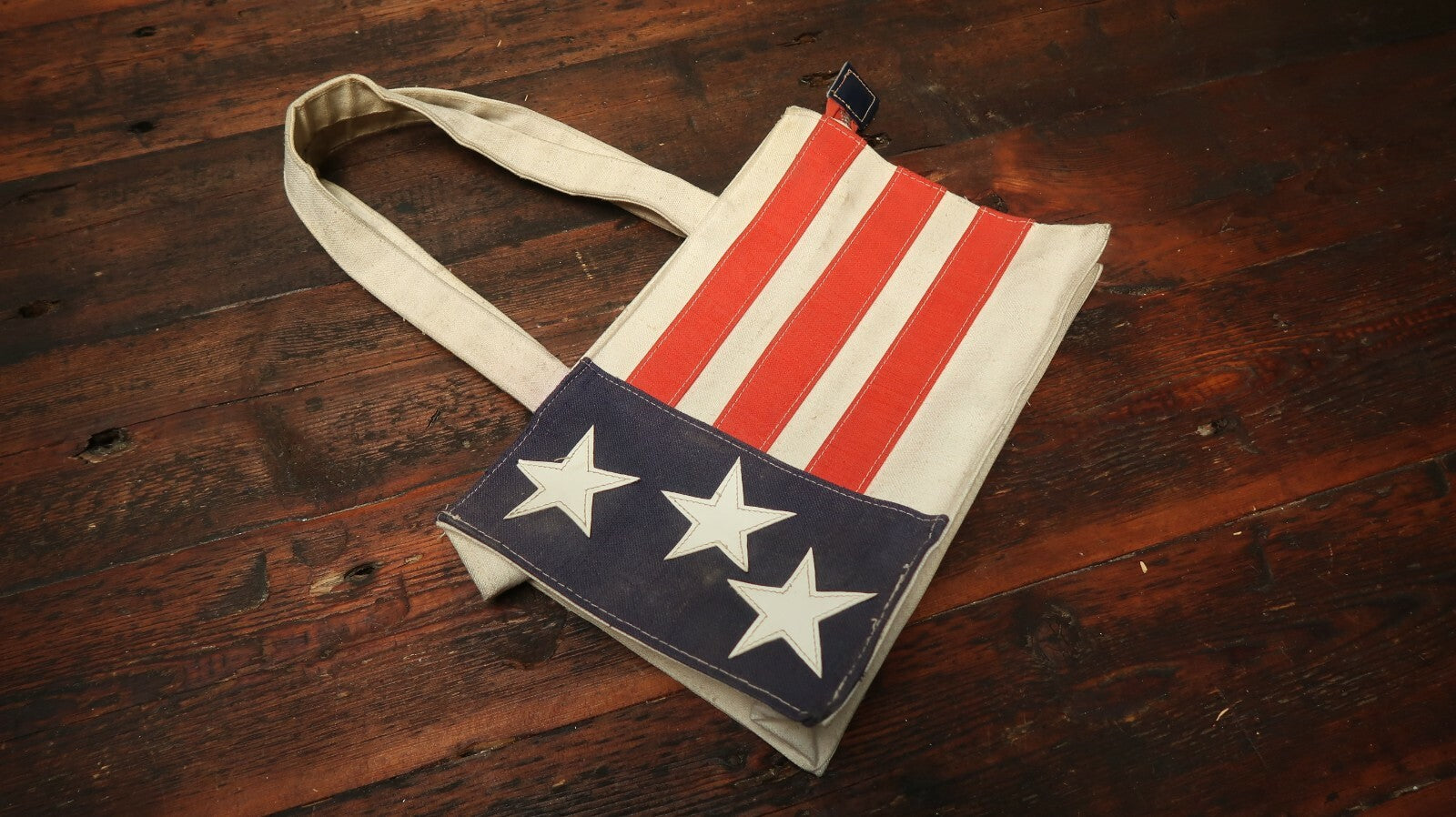 Vintage American Flag Canvas Handbag 12.5" x 8.5" x 4" Drop 9"