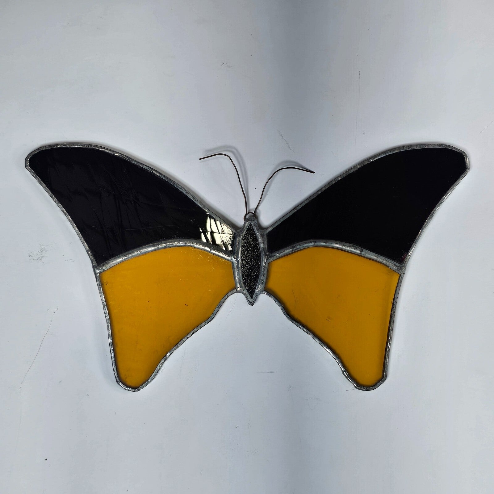 Vintage Butterfly Stained Glass Sun Catcher 8" x 4.5"