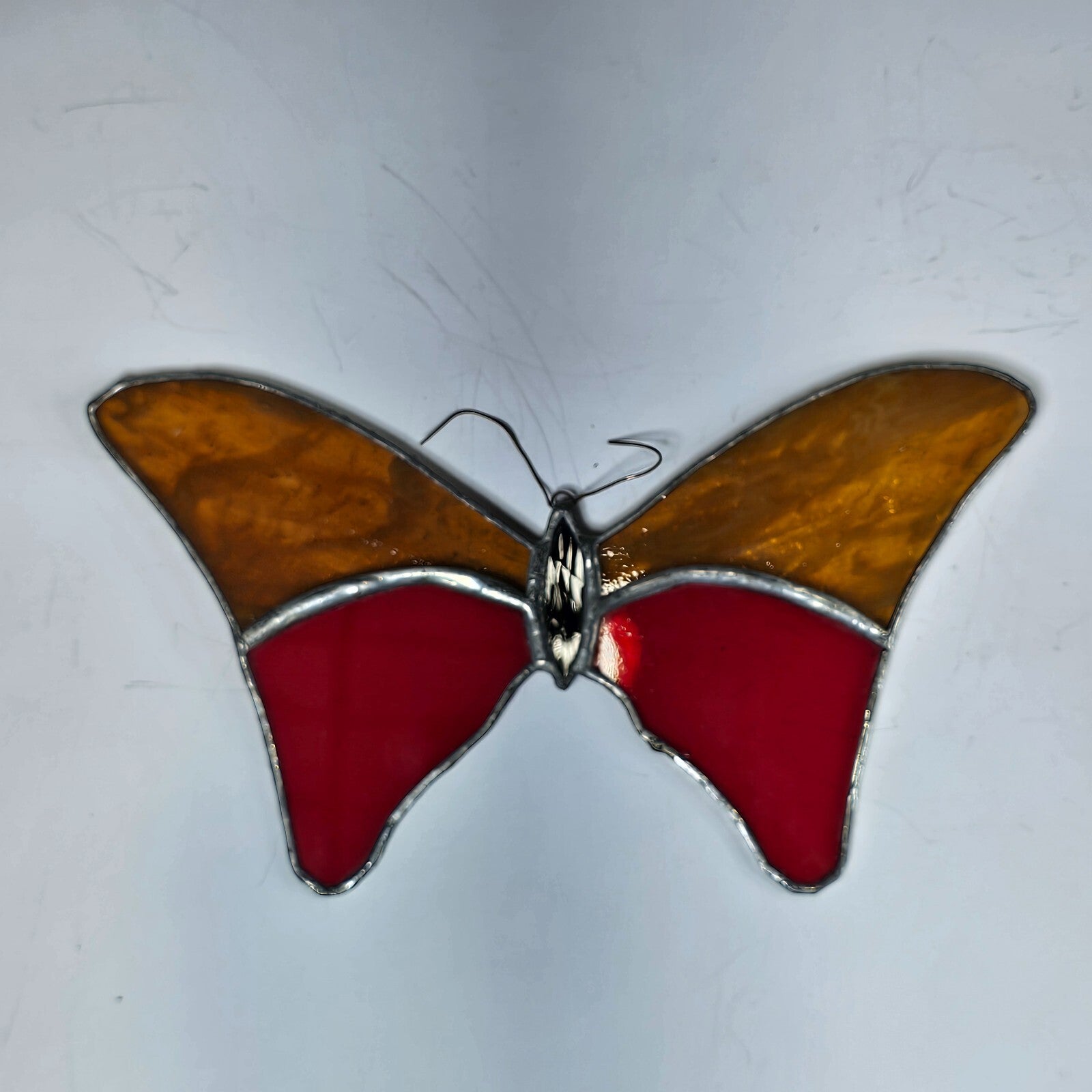 Vintage Butterfly Stained Glass Sun Catcher 8" x 4.5"