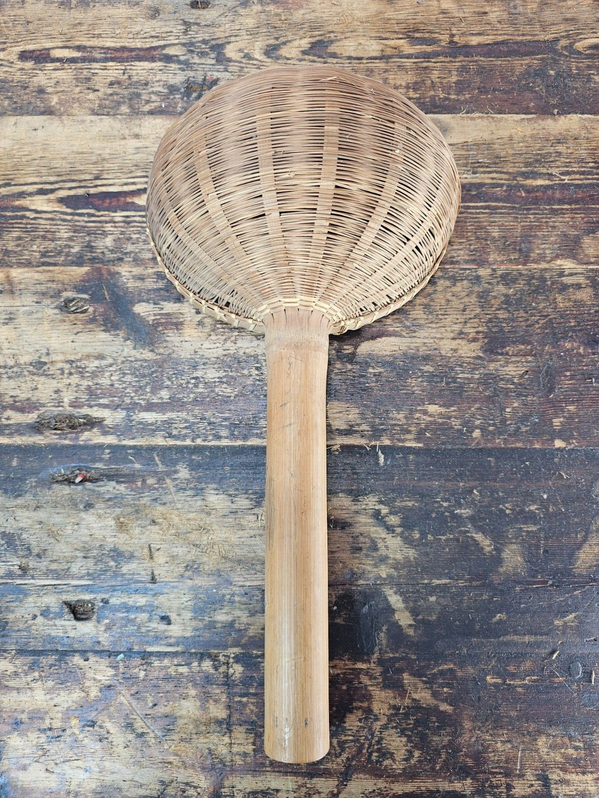 Primitive Hand Woven Bamboo Strainer Ladle