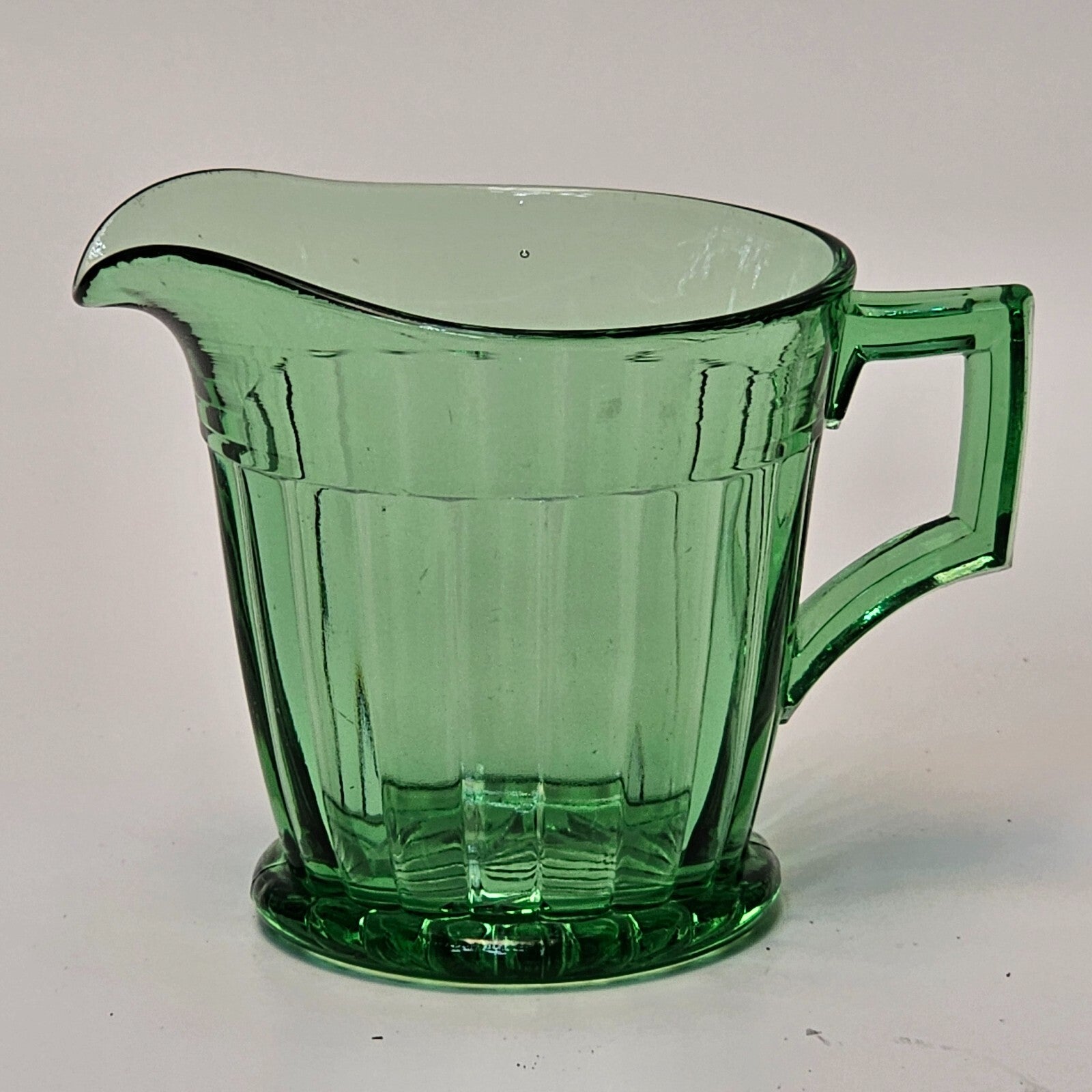 Heisey Glass Coarse Rib Moongleam Green Creamer 3"