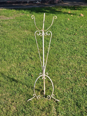 Vintage Scrolled Metal White Plant Stand Rustic 42"H
