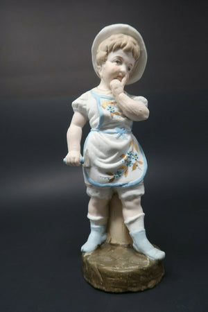 Early 1900's Vintage Child Blacksmith Hand painted Bisque Porcelain Germany 7.5"