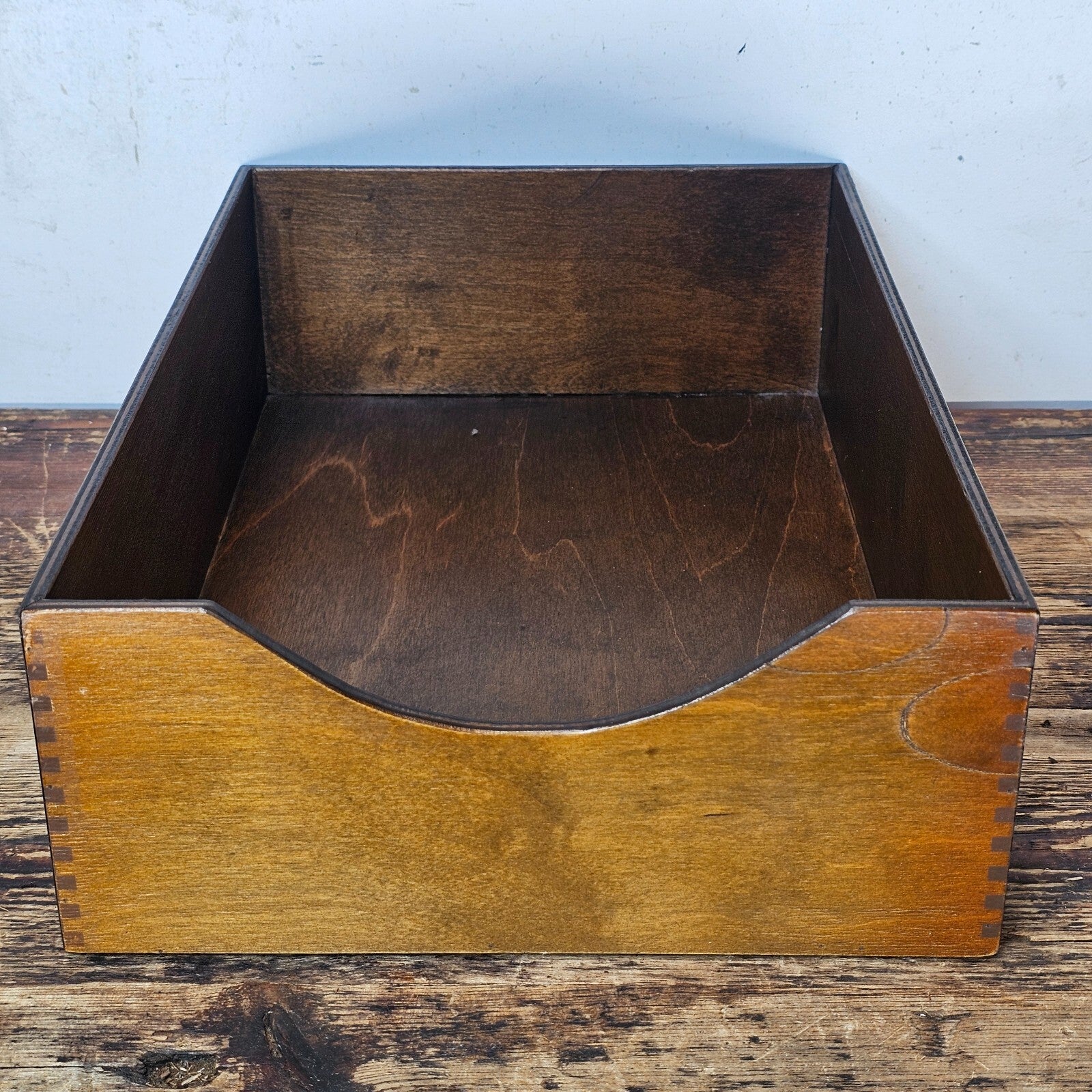 Vintage Walnut Deep Desk Tray / Document Organizer  (1950s-1960s) 4.25"H