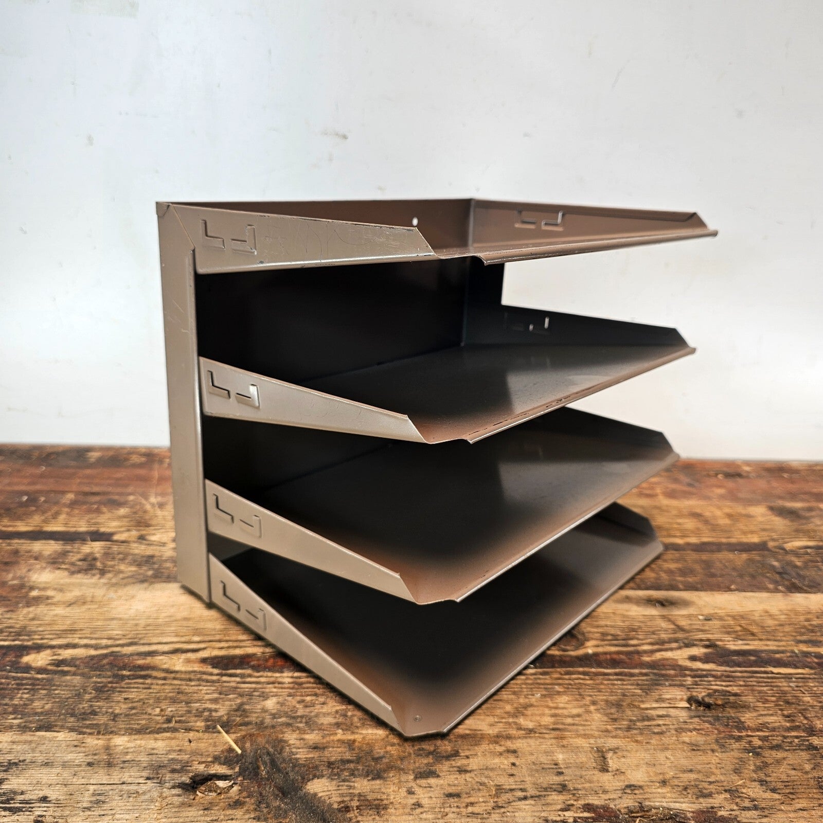 Vintage 4-Tier Wall-Mounted / Desktop Steel File Organizer