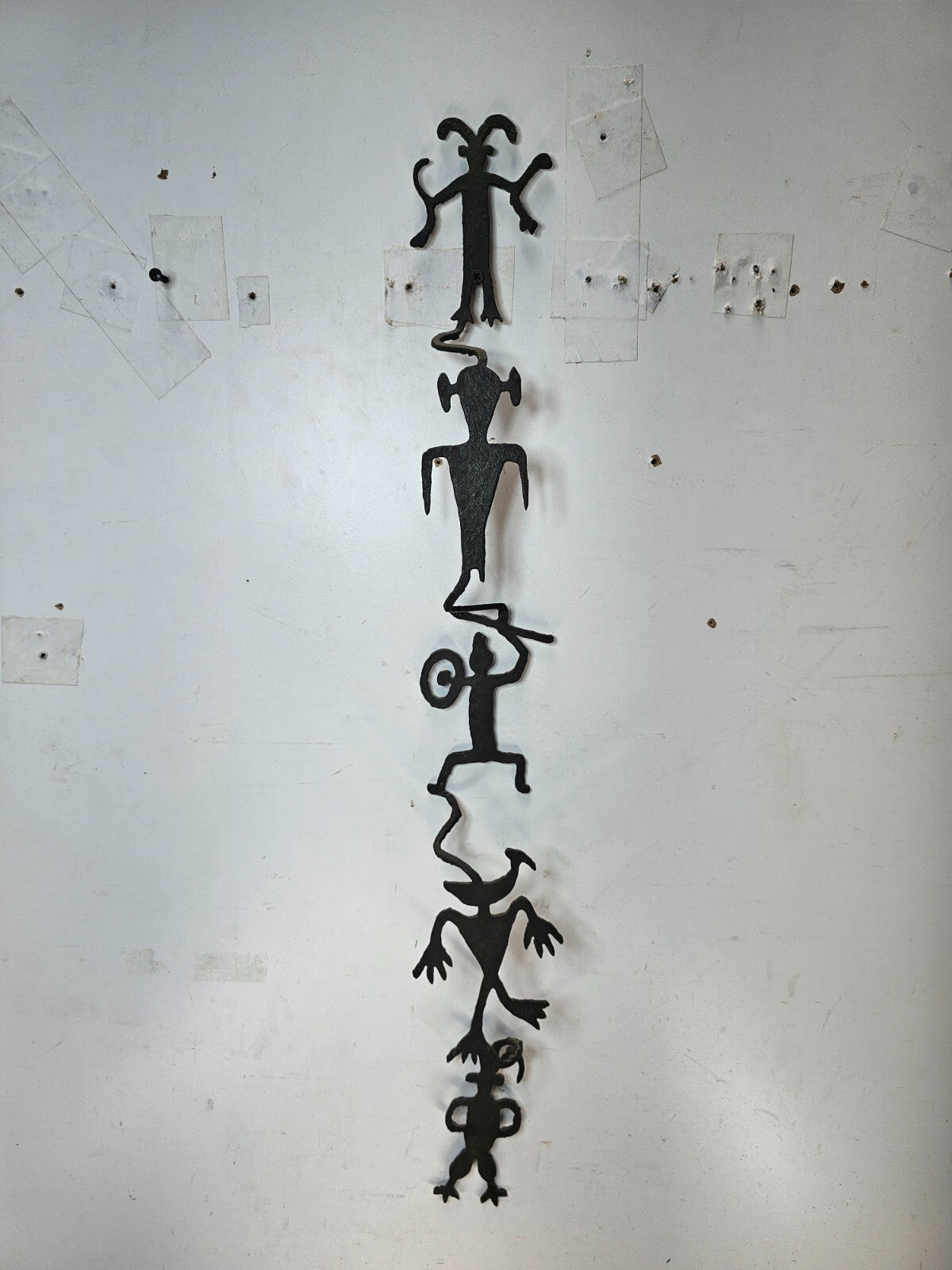 Haitian Metal Art Wall Sculpture "Chain of Spirits" Hand-Hammered 3D Art