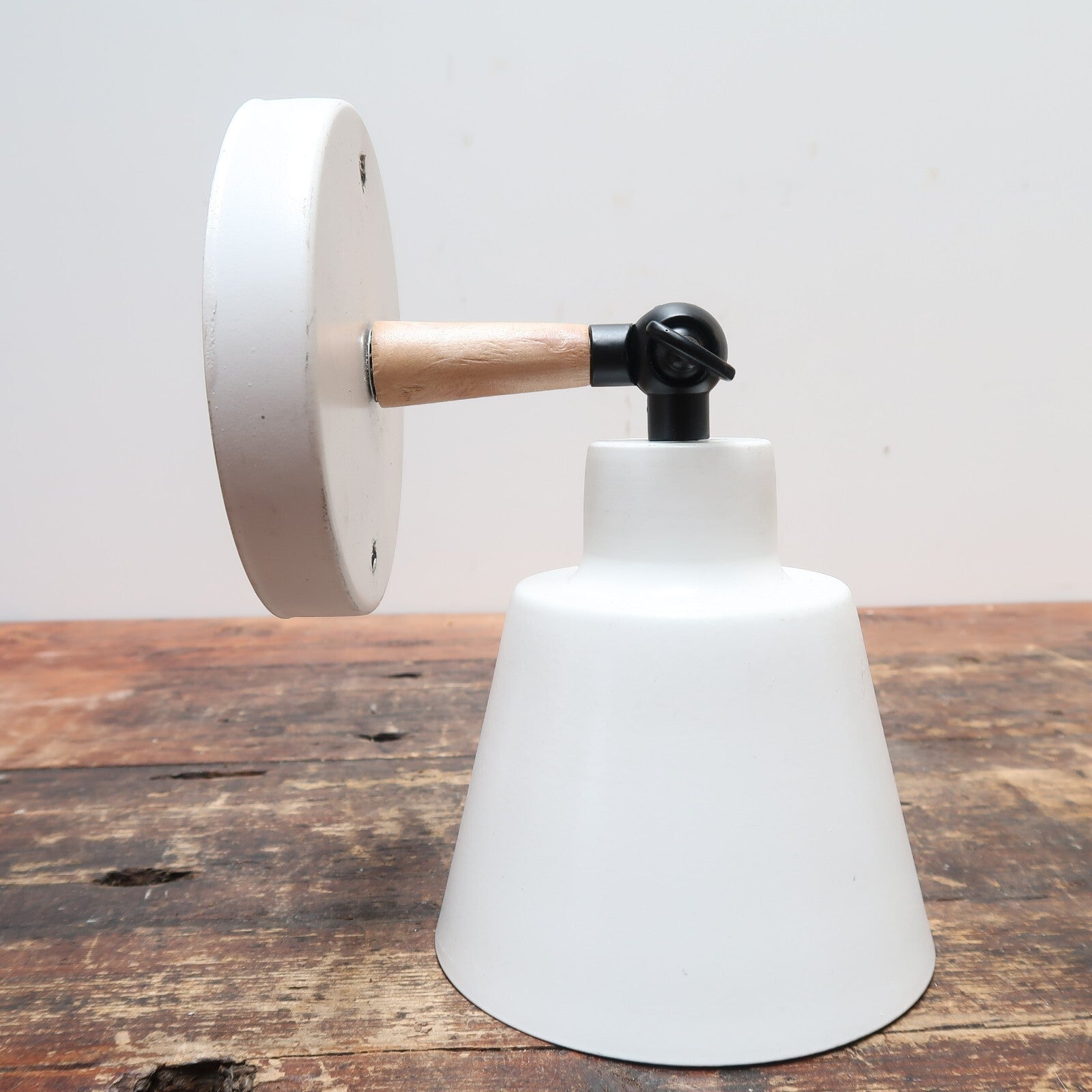 Set of 3 White Wall Sconces Wood Metal Light Angle Adjustment