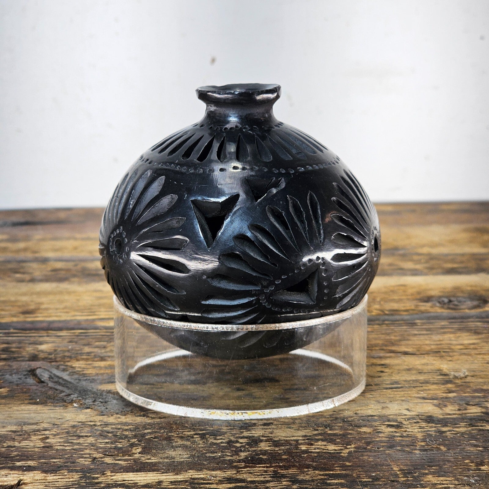 Vintage Barro Negro Pottery Cut Out Black Mexican Folk Art Oaxaca Mexico