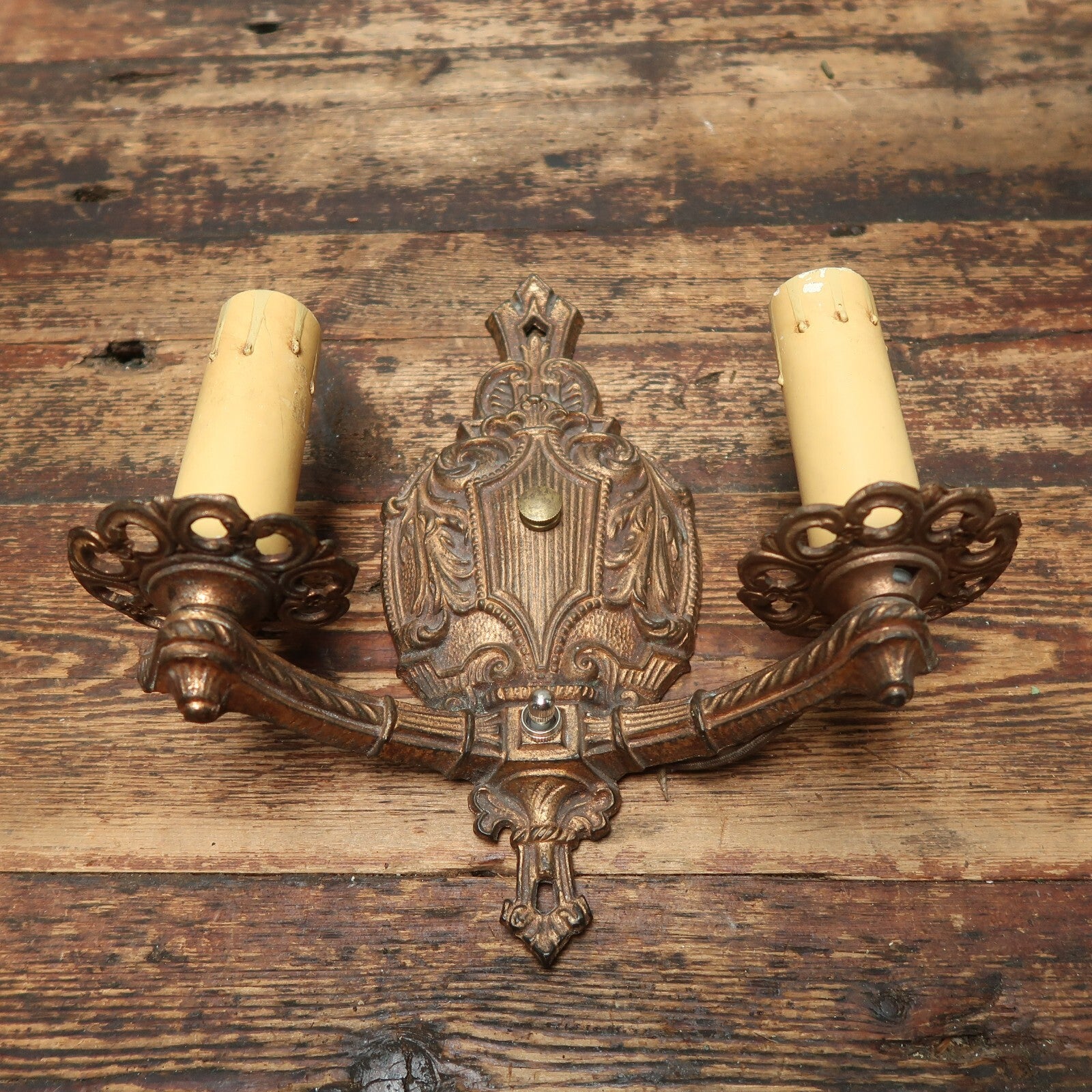 Brass Italian Style Candelabra Wall Sconce Light Fixture
