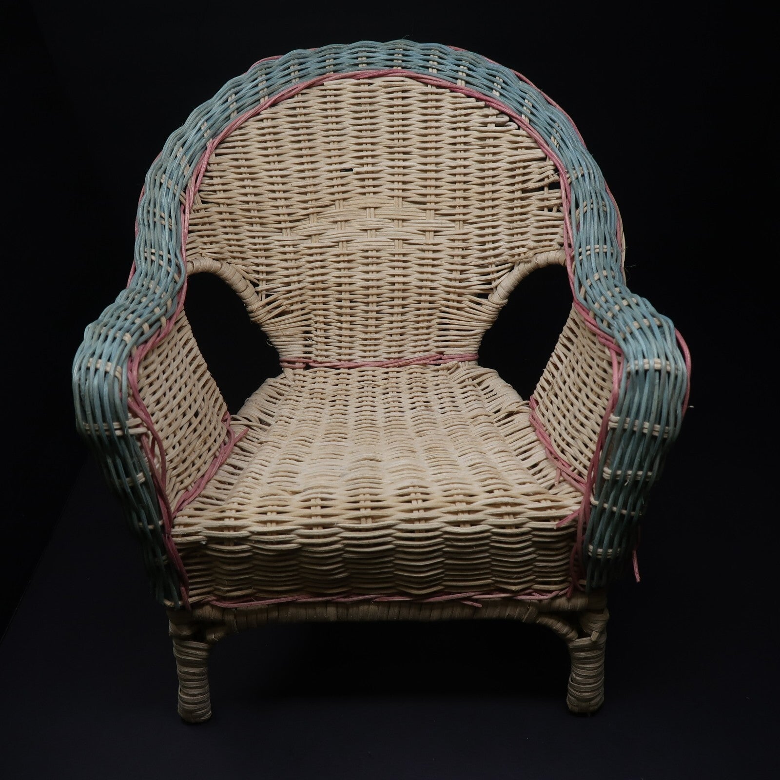 Wicker Doll Chair Green / Pink / Natural 3 Colors H 12" x D 9" x W 10"