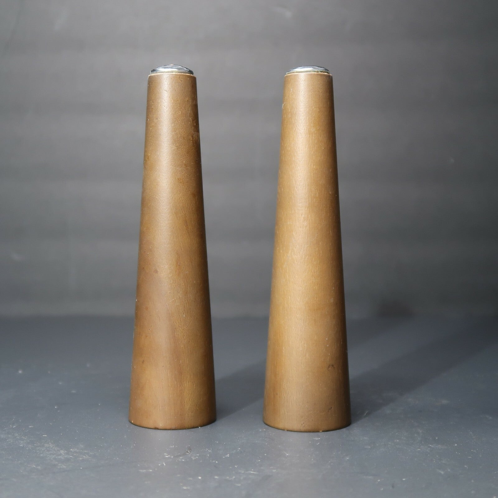 Mid Century Modern Composite Wood Salt & Pepper Shakers H 6.5"