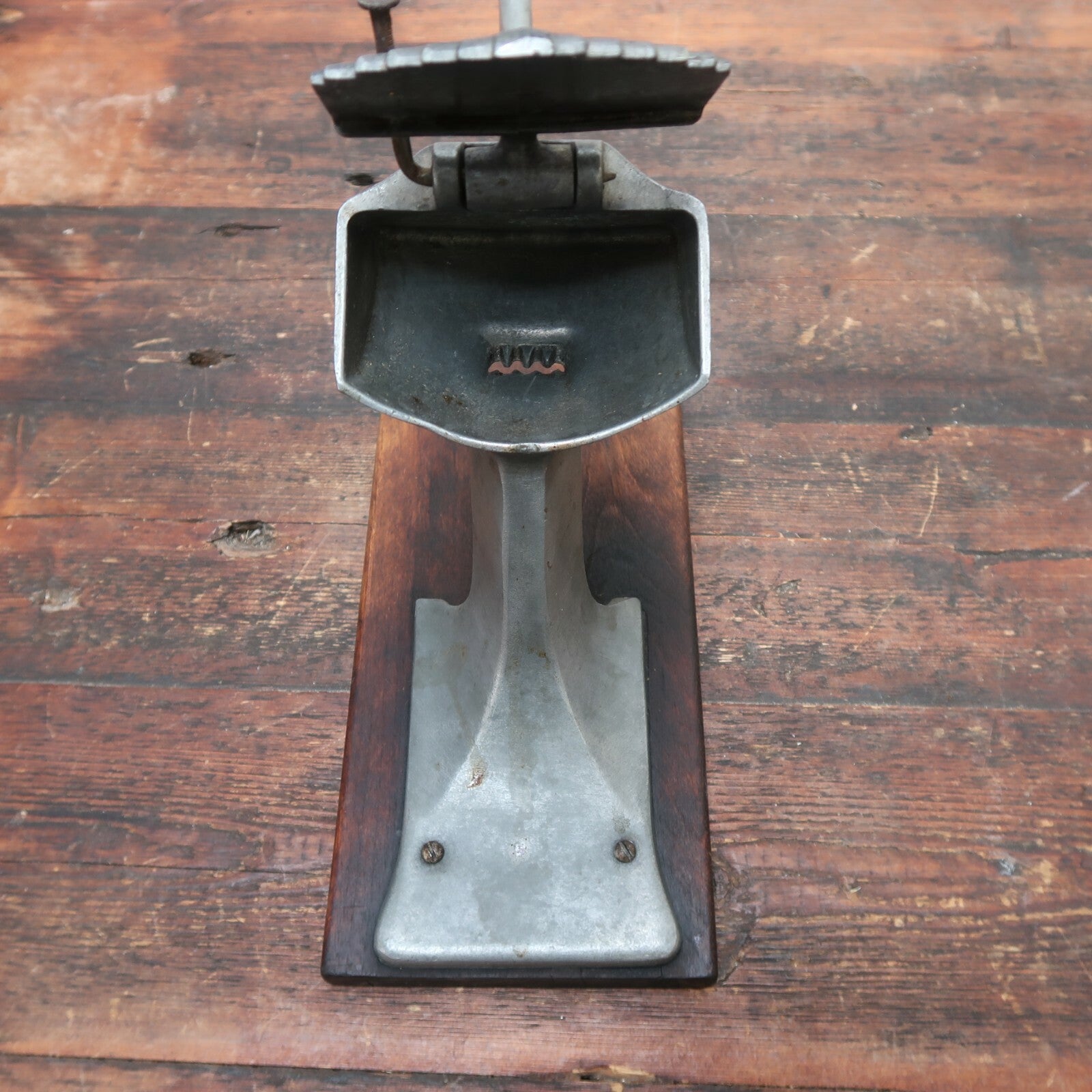 Vintage Aluminum Hand Press Juicer With Wood Base