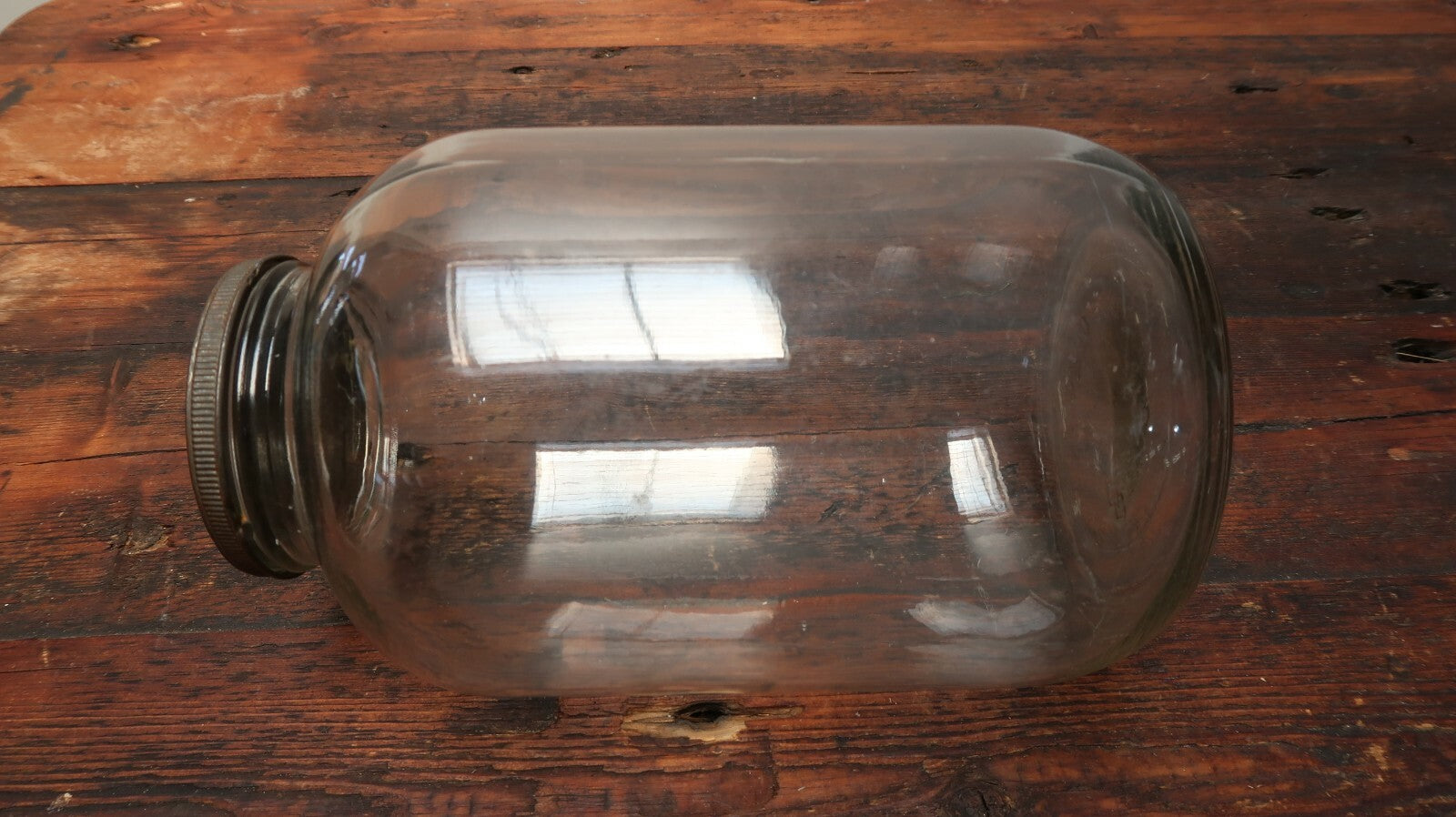 Vintage Jar With Rustic Lid H 10" x W 6"
