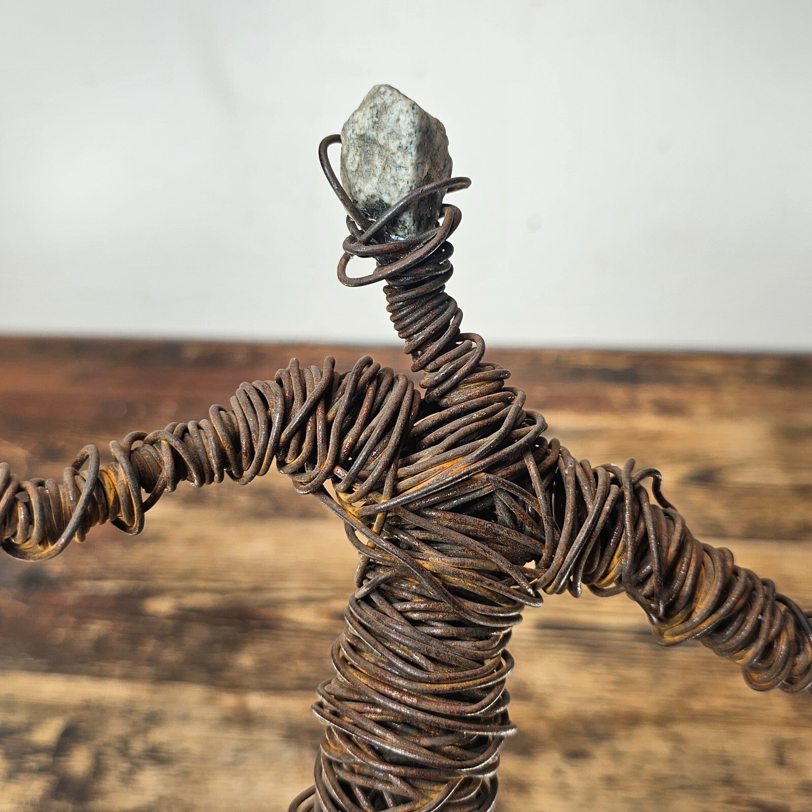 Brutalist Wire & Bone Figural Sculpture 13"H