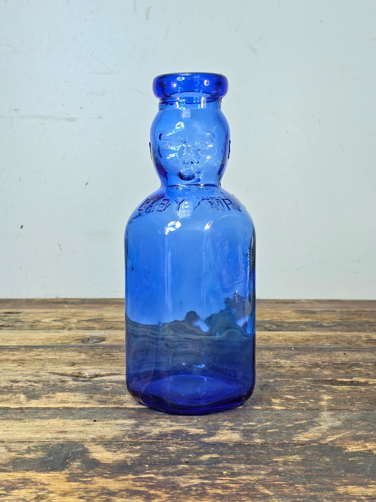 Brookfield Baby Top Cobalt Blue Glass Bottle 1 Quart – Vintage Figural Jar