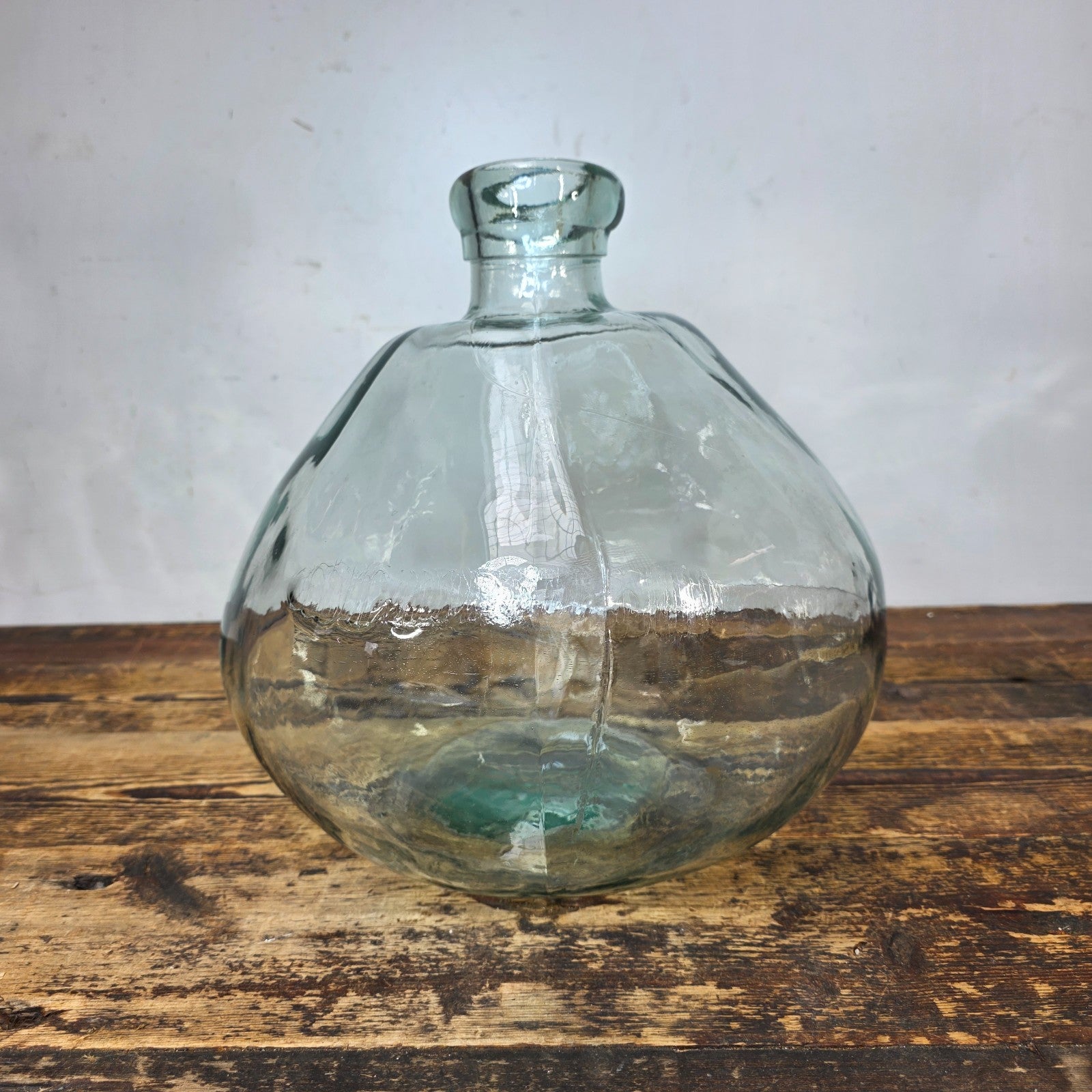 Clear Recycled Glass Vase Organic Style Made In Spain 12"Dia. x 12.5"H