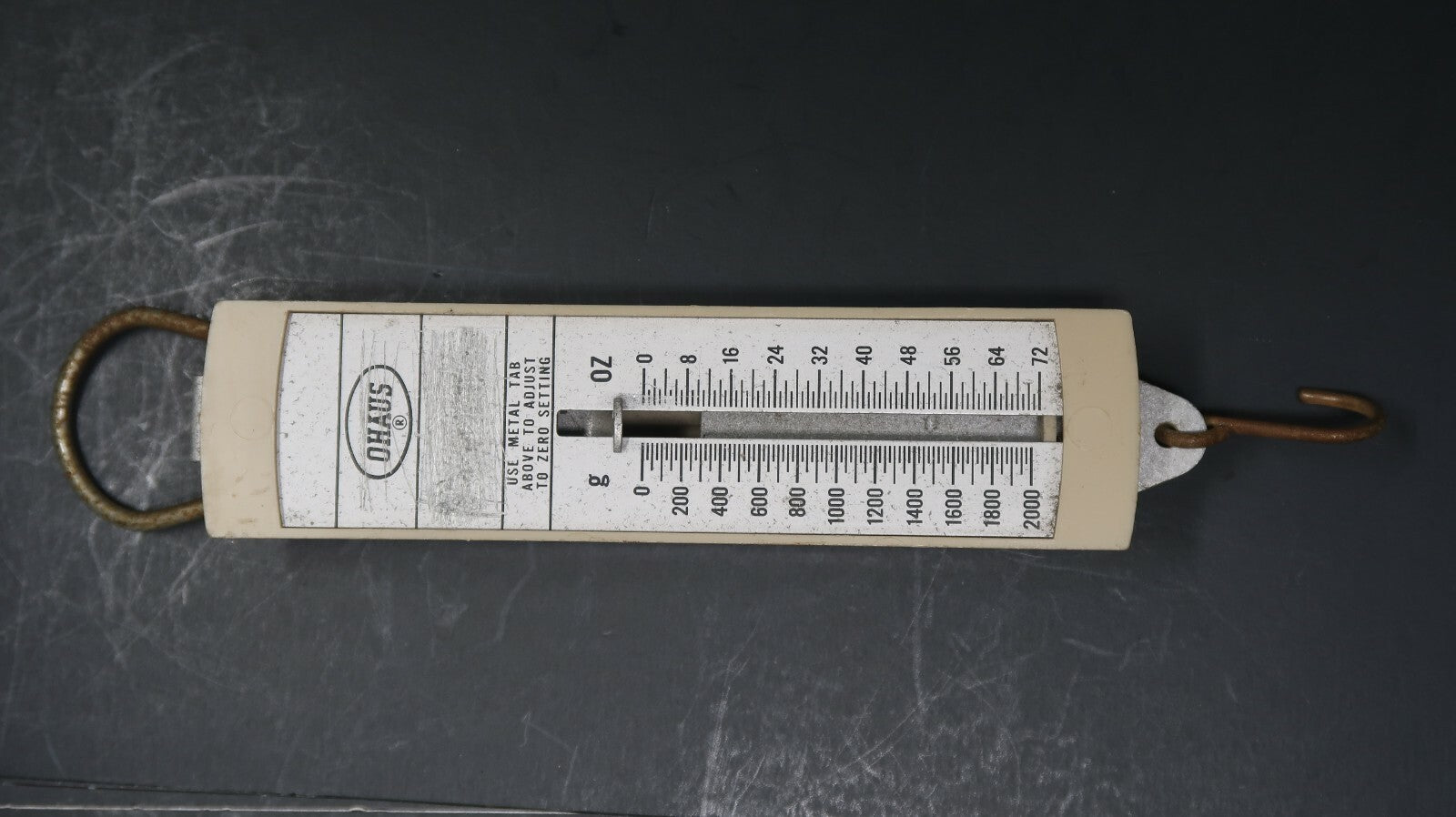 Vintage OHAUS hanging spring scale 2000 Grams 72 Ounces