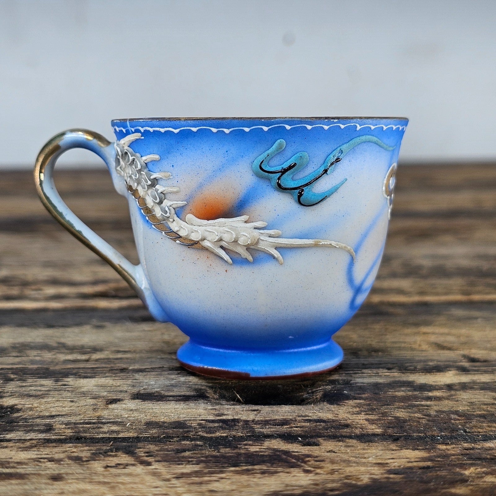 Vintage Japanese Dragonware Demitasse Cup with Flaws
