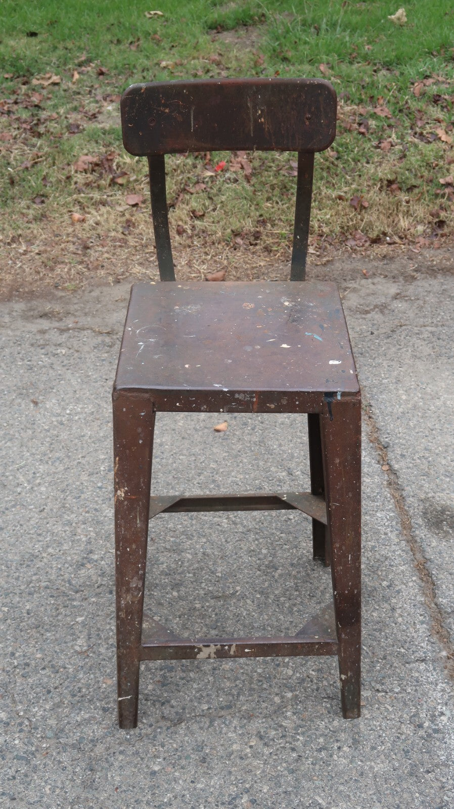Antique Metal Industrial Stool High Chair Heavy Steel Chair 29 lb.