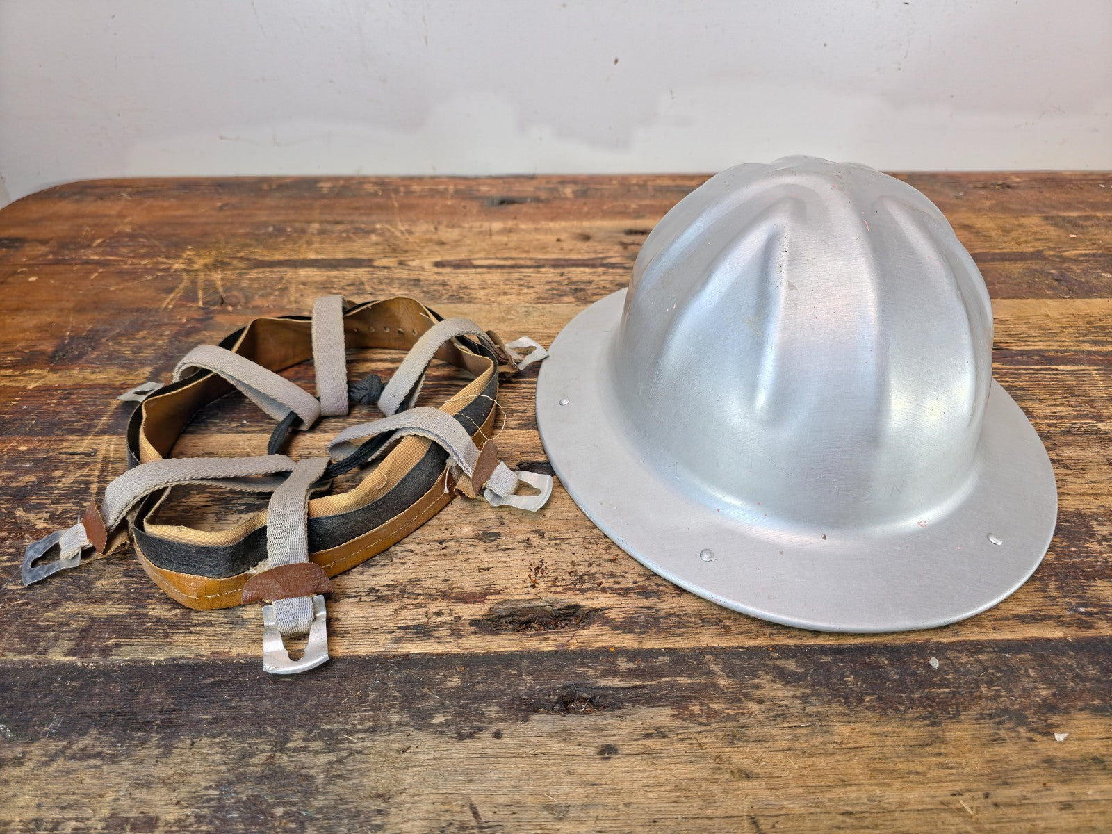 Vintage B.F. McDonald Co. Aluminum Hard Hat – Los Angeles, c.1940s–1950s