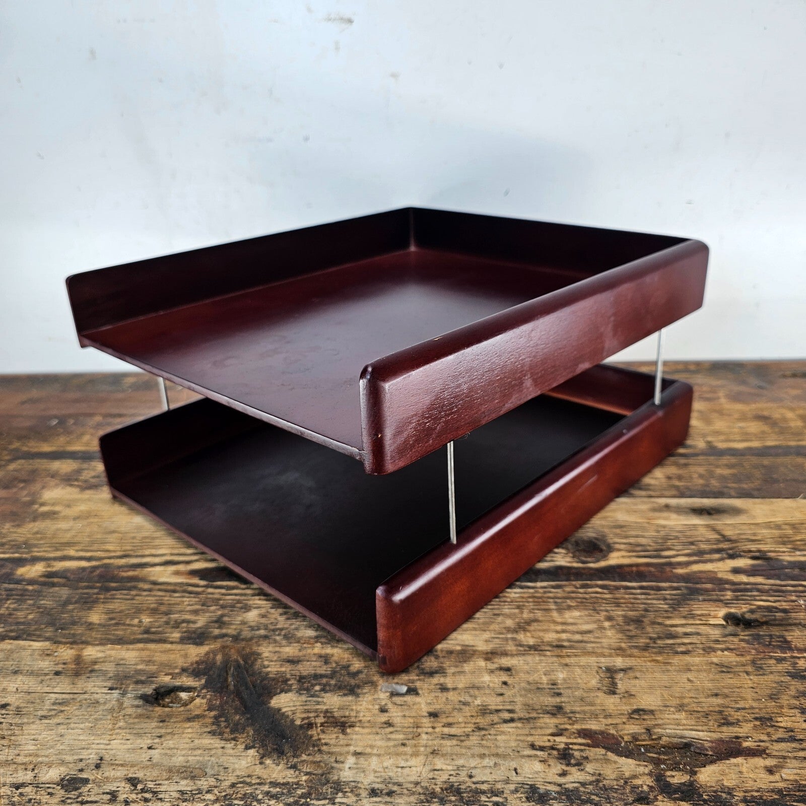 Carver Wood Products Solid Wood 2-Tier Desk Tray Set