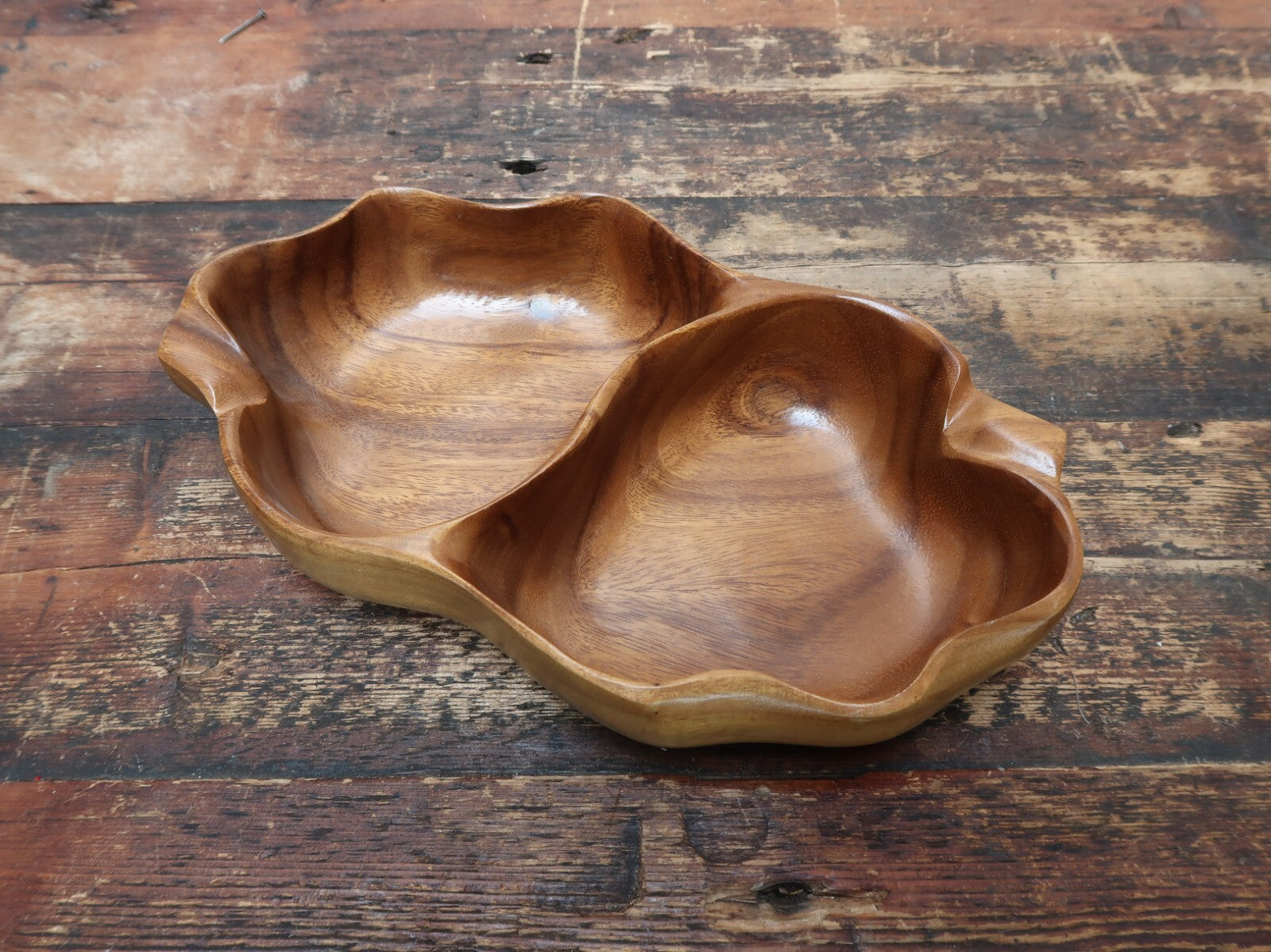 Vintage Woodcraft Hawaii Made By Hawaiians Monkey Pod Wood Bowl 12.5" x 7"