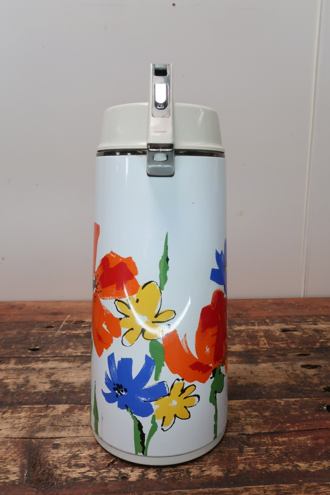 Vintage Everest Vacuum Airpot Thermos Coffee Hot Water Floral 0.5 Gal Japan
