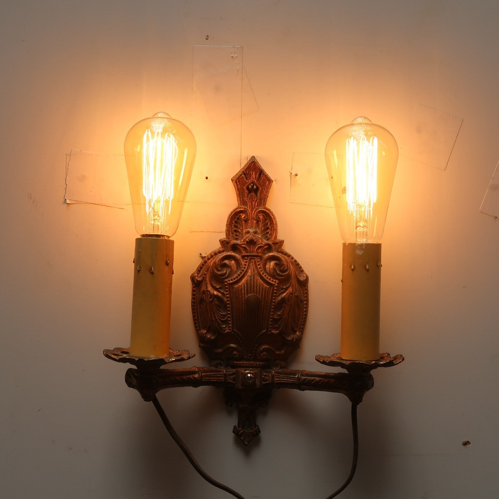 Brass Italian Style Candelabra Wall Sconce Light Fixture